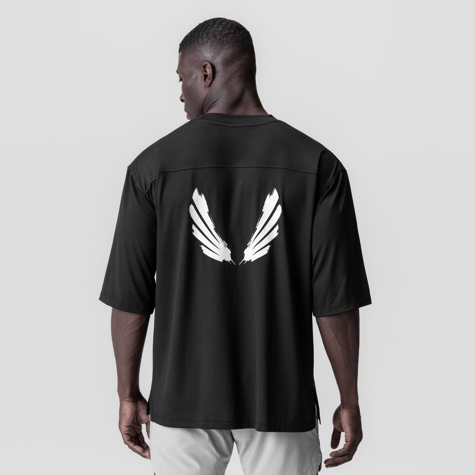 0841. 3D-Lite® 2.0 Lycra® 3/4-Sleeve Oversized Tee Black "Brush Wing | ASRV Discount