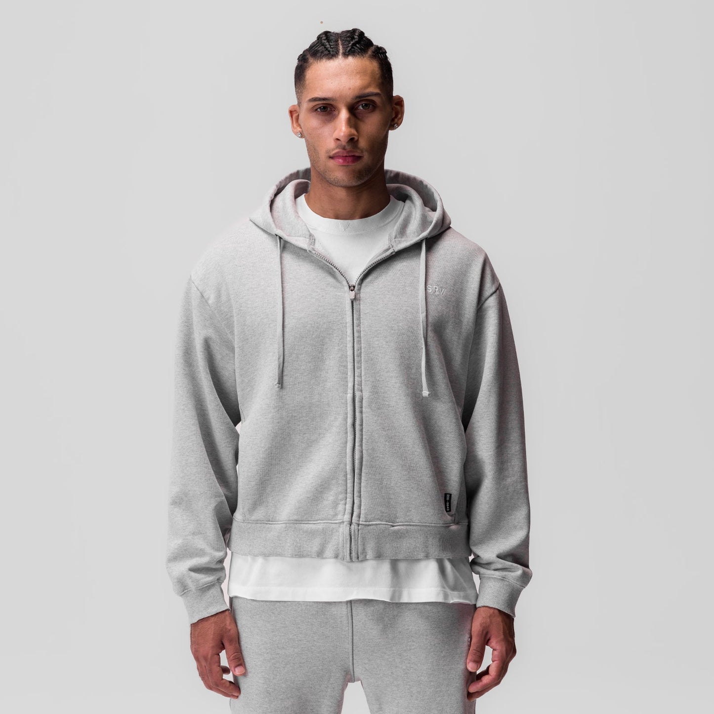 0843. Tech Essential™ Distressed Full Zip Hoodie Heather Grey | ASRV for sale