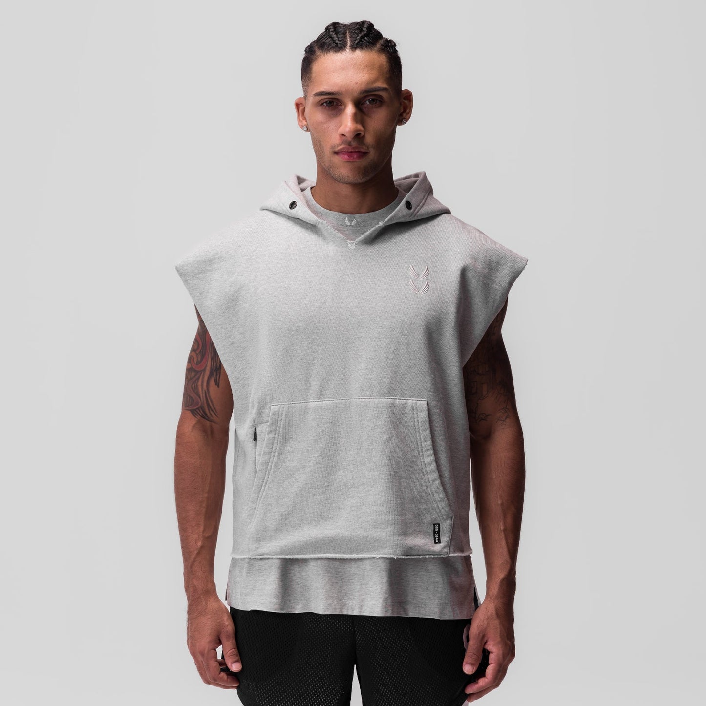 0844. Tech Essential™ Raw Hem Cutoff Hoodie Heather Grey | ASRV sale