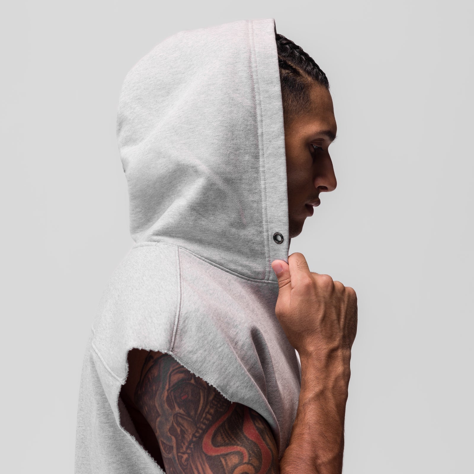0844. Tech Essential™ Raw Hem Cutoff Hoodie Heather Grey | ASRV sale