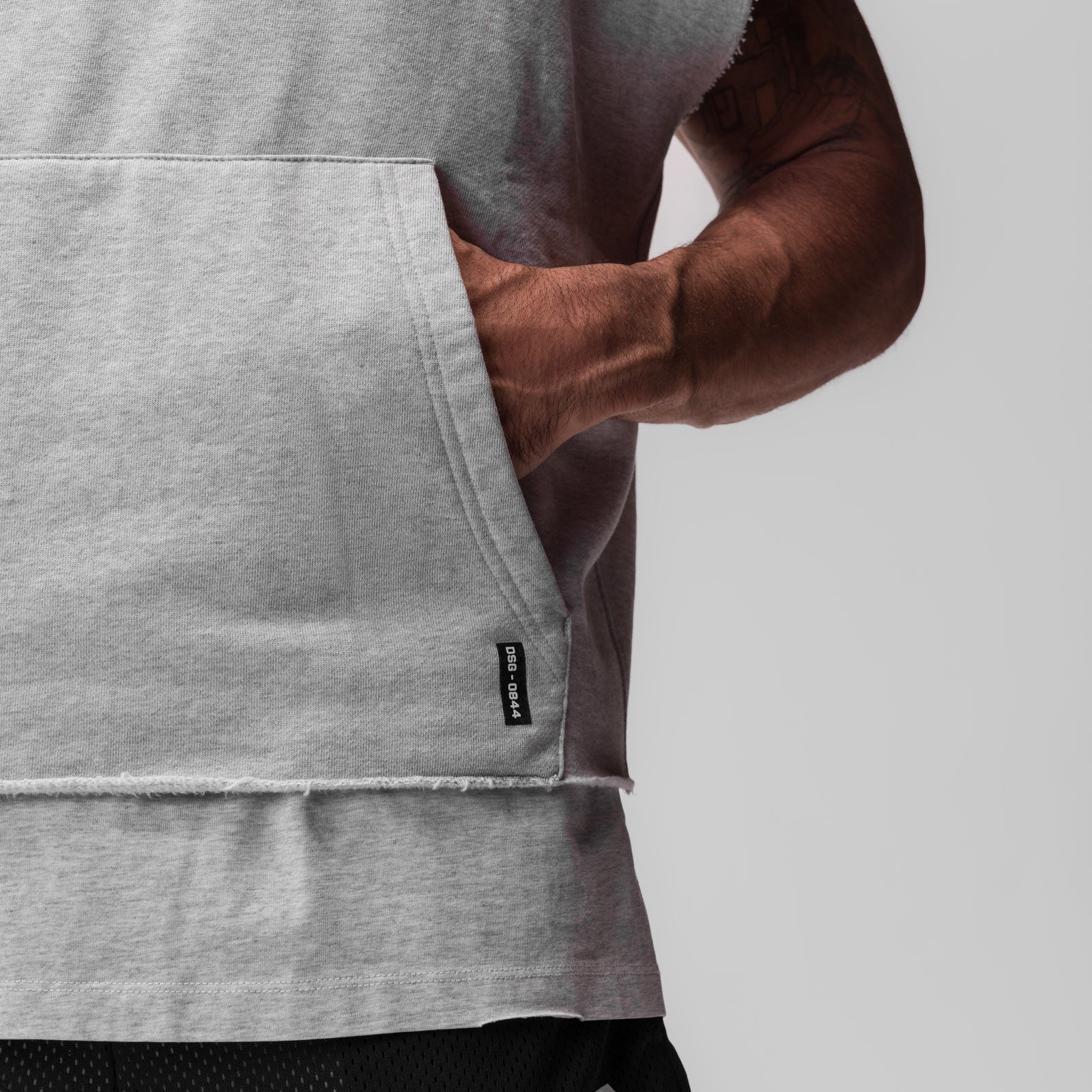 0844. Tech Essential™ Raw Hem Cutoff Hoodie Heather Grey | ASRV sale
