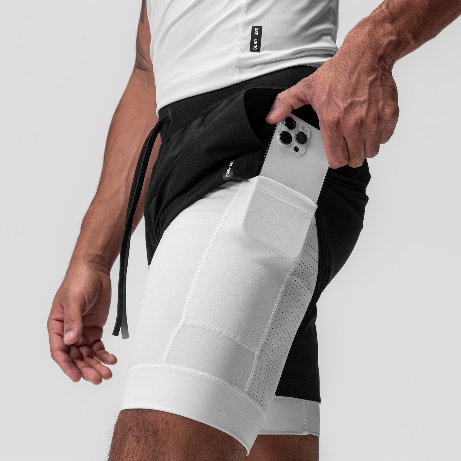 0866. Tetra-Lite® 7" Liner Short Black "Cyber"/White | ASRV Discount