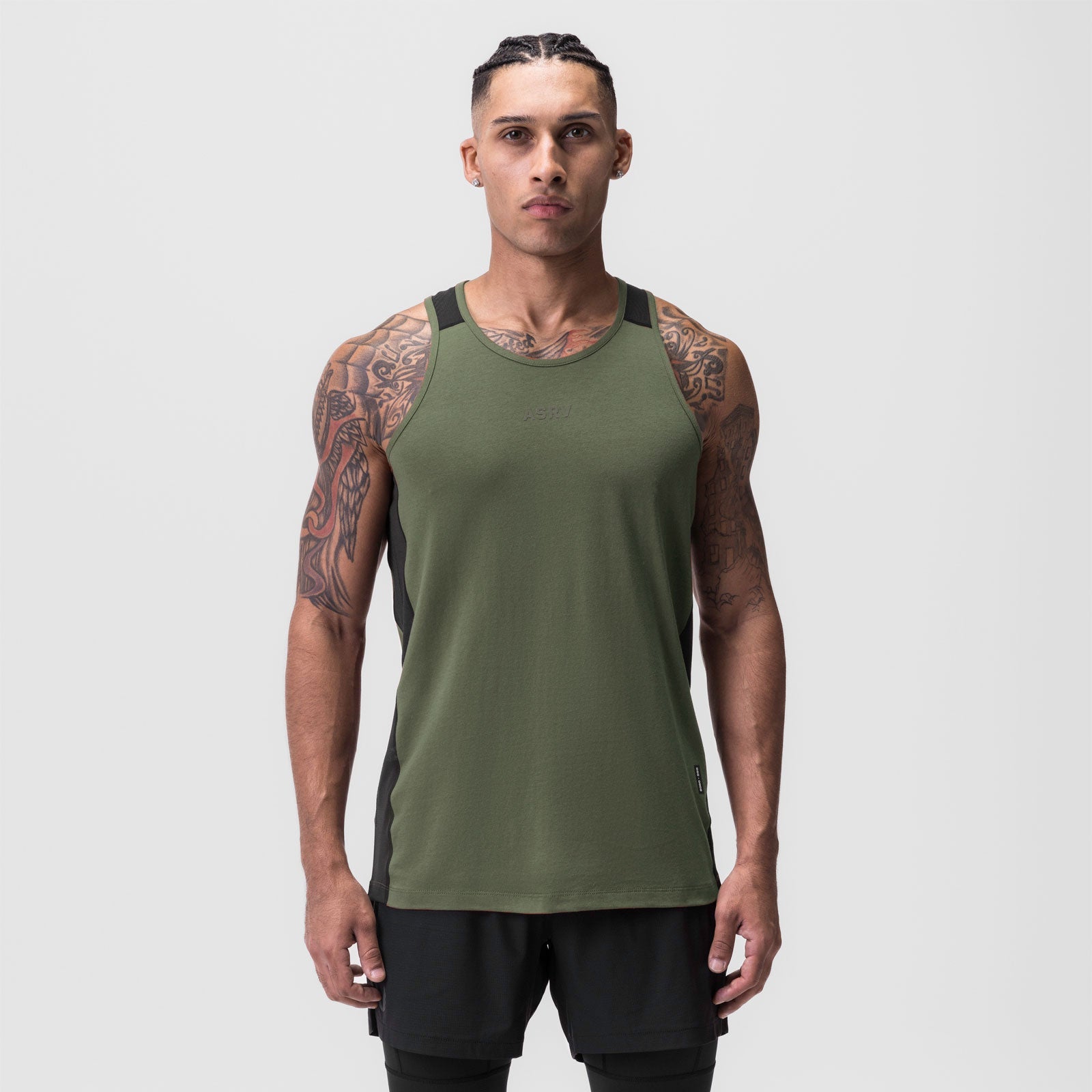0809. Supima® Mesh Panel Training Singlet Olive | ASRV Discount
