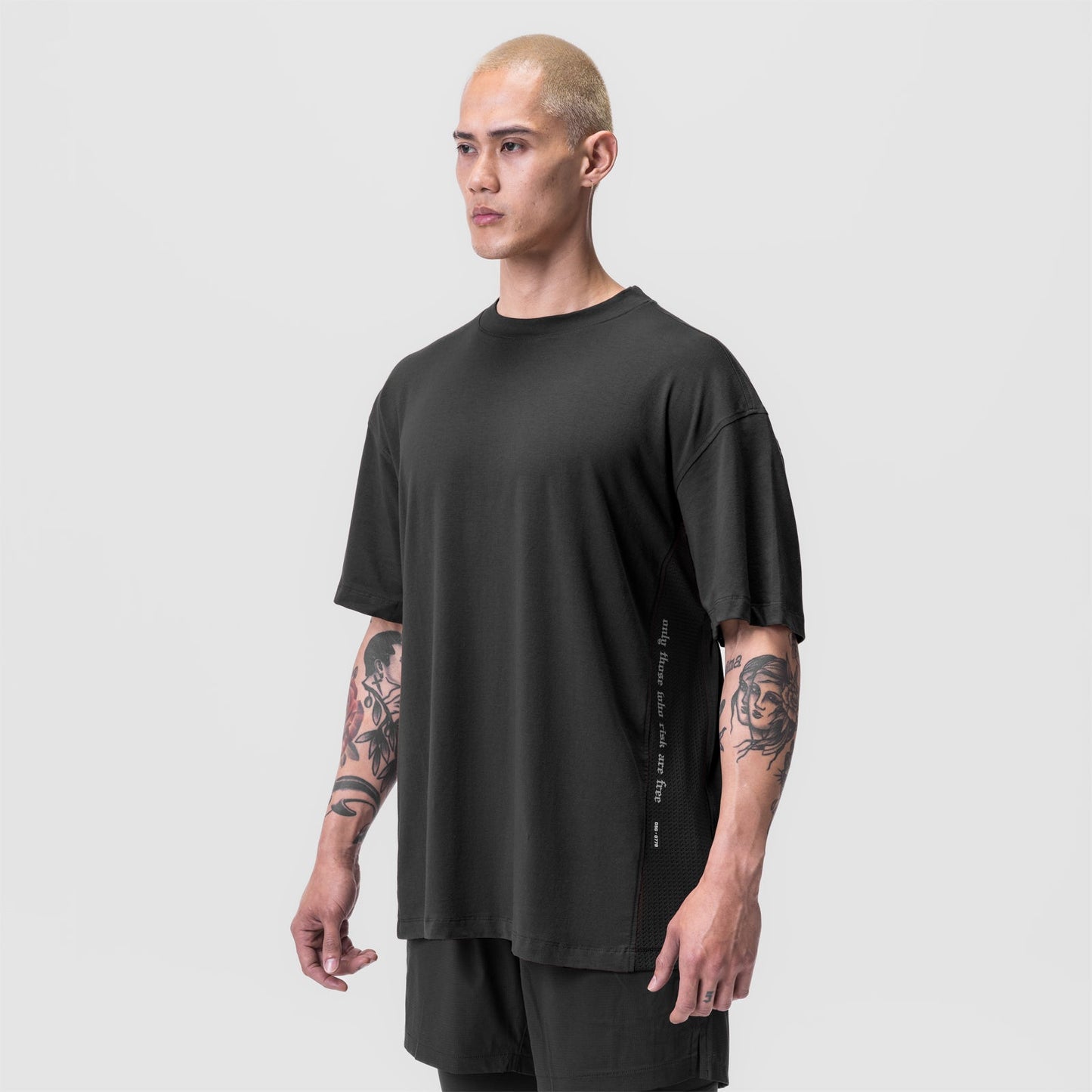 0779. Supima® Mesh Panel Oversized Tee Dusk Black | ASRV for sale