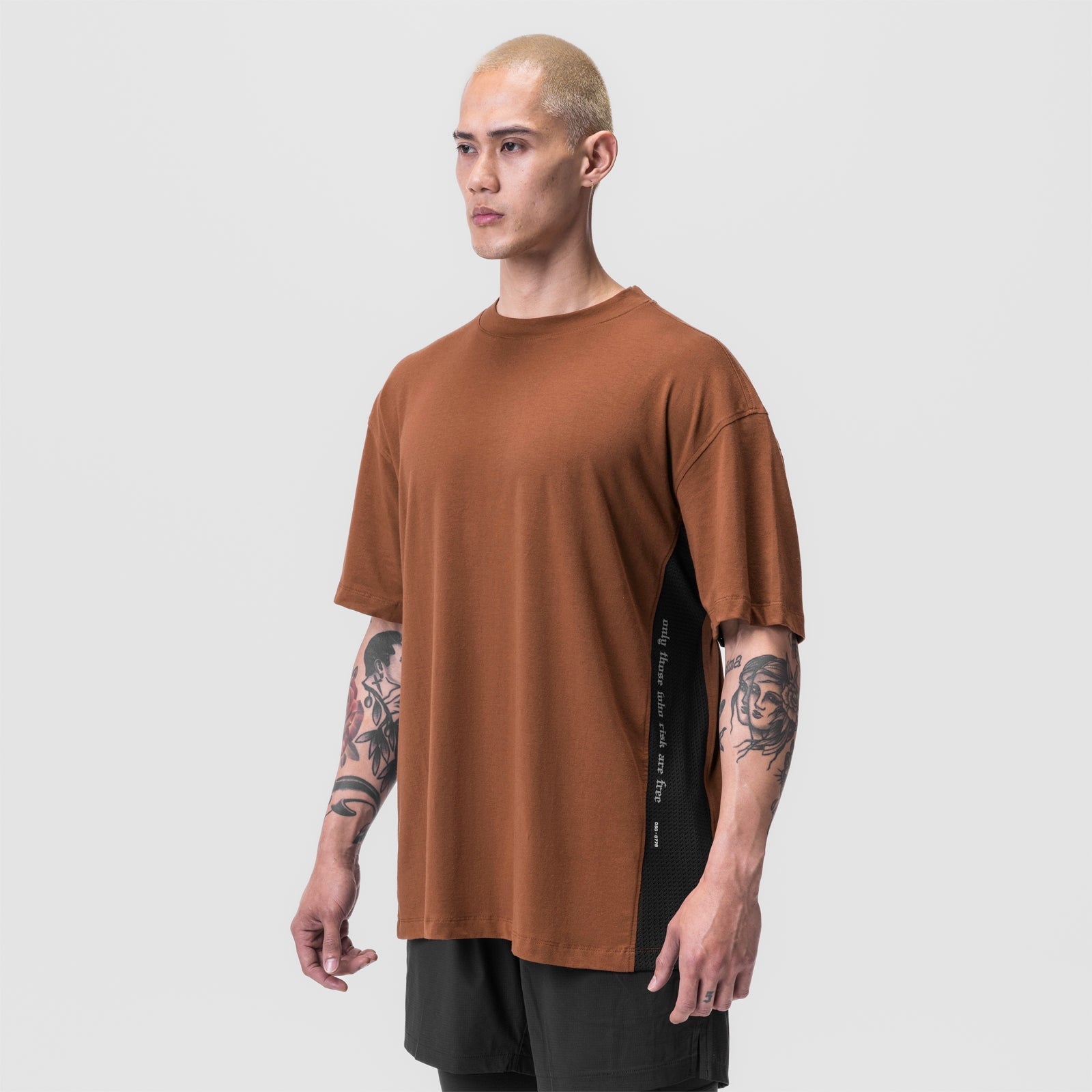 0779. Supima® Mesh Panel Oversized Tee Rust | ASRV US