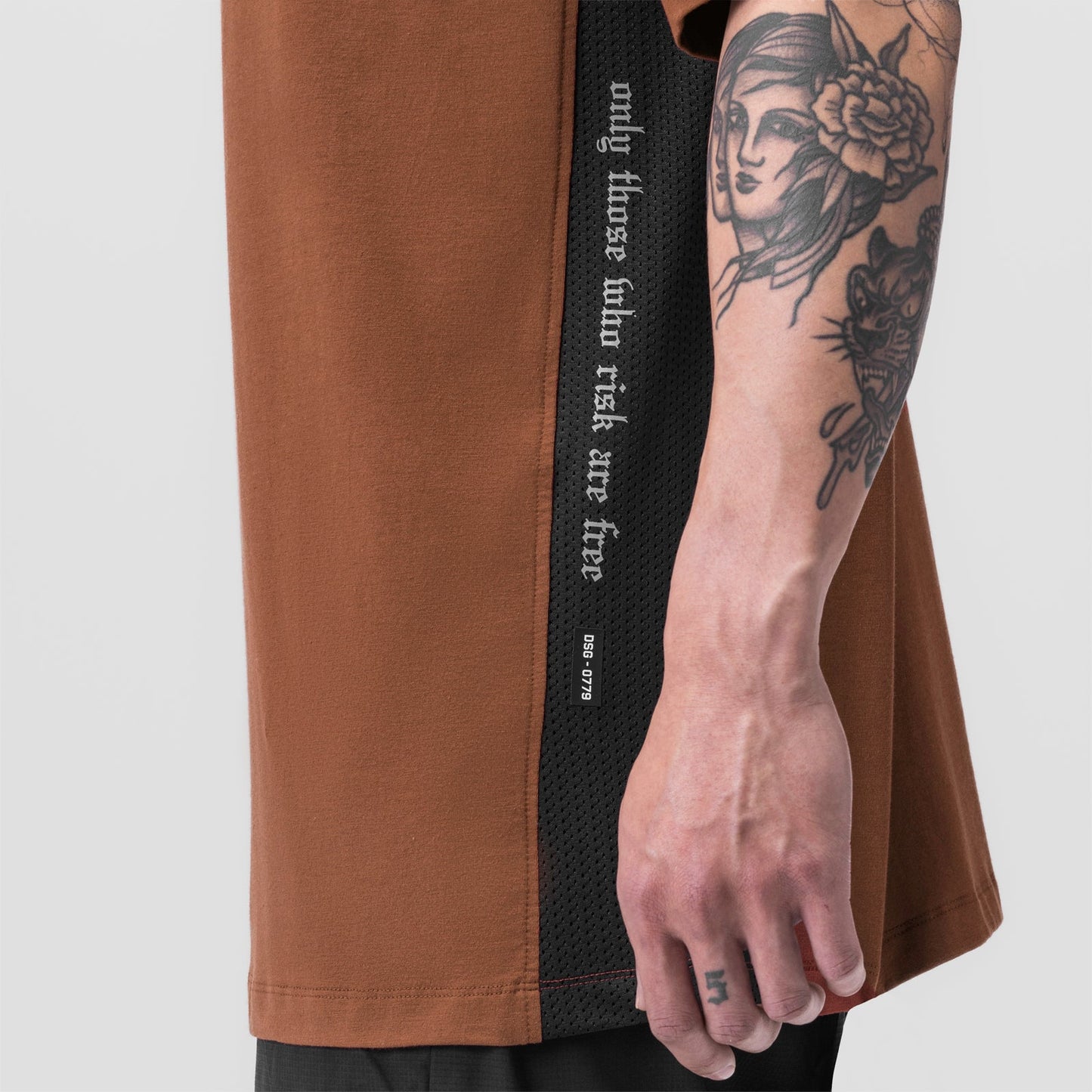 0779. Supima® Mesh Panel Oversized Tee Rust | ASRV US
