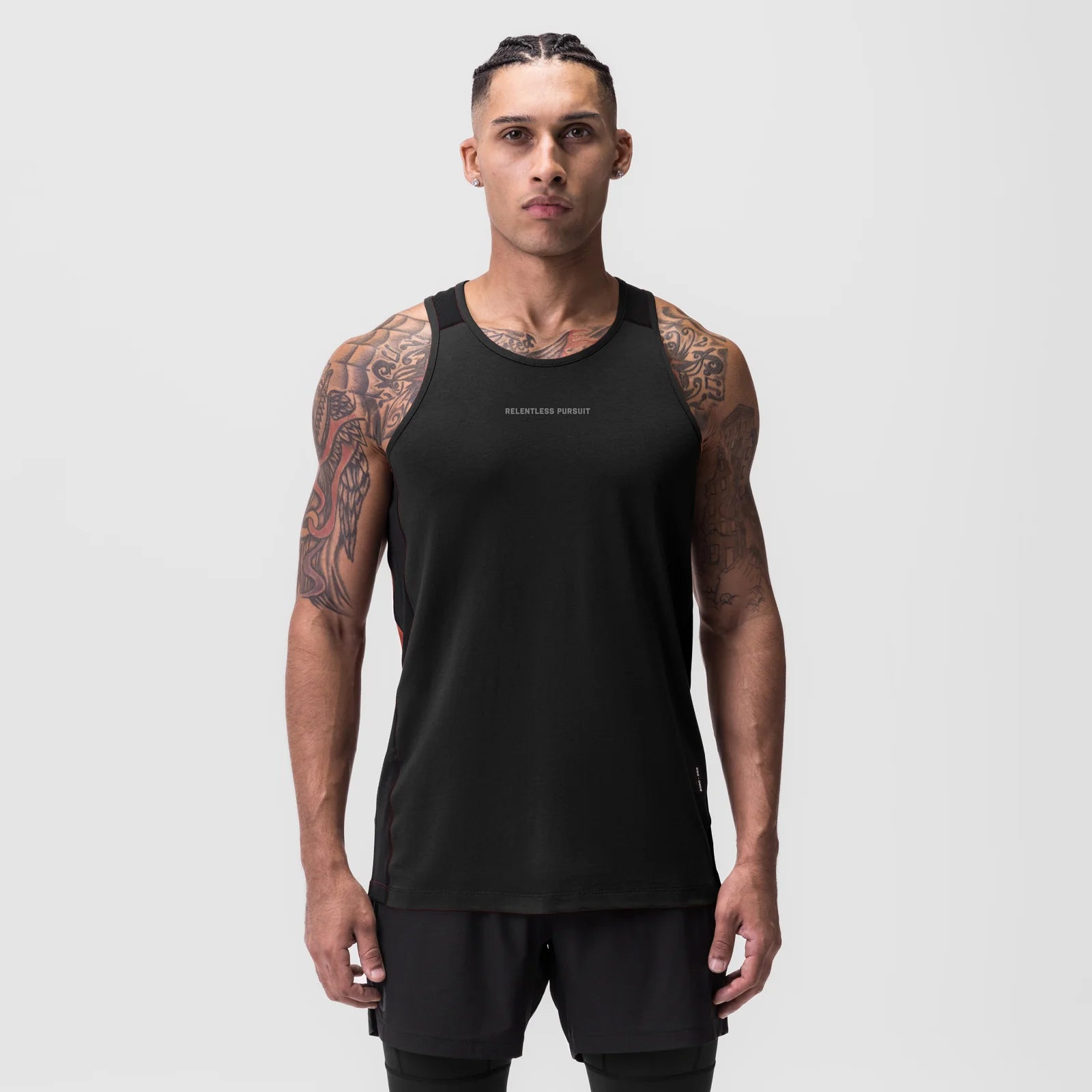 0809. Supima® Mesh Panel Training Singlet Black "RP" | ASRV US