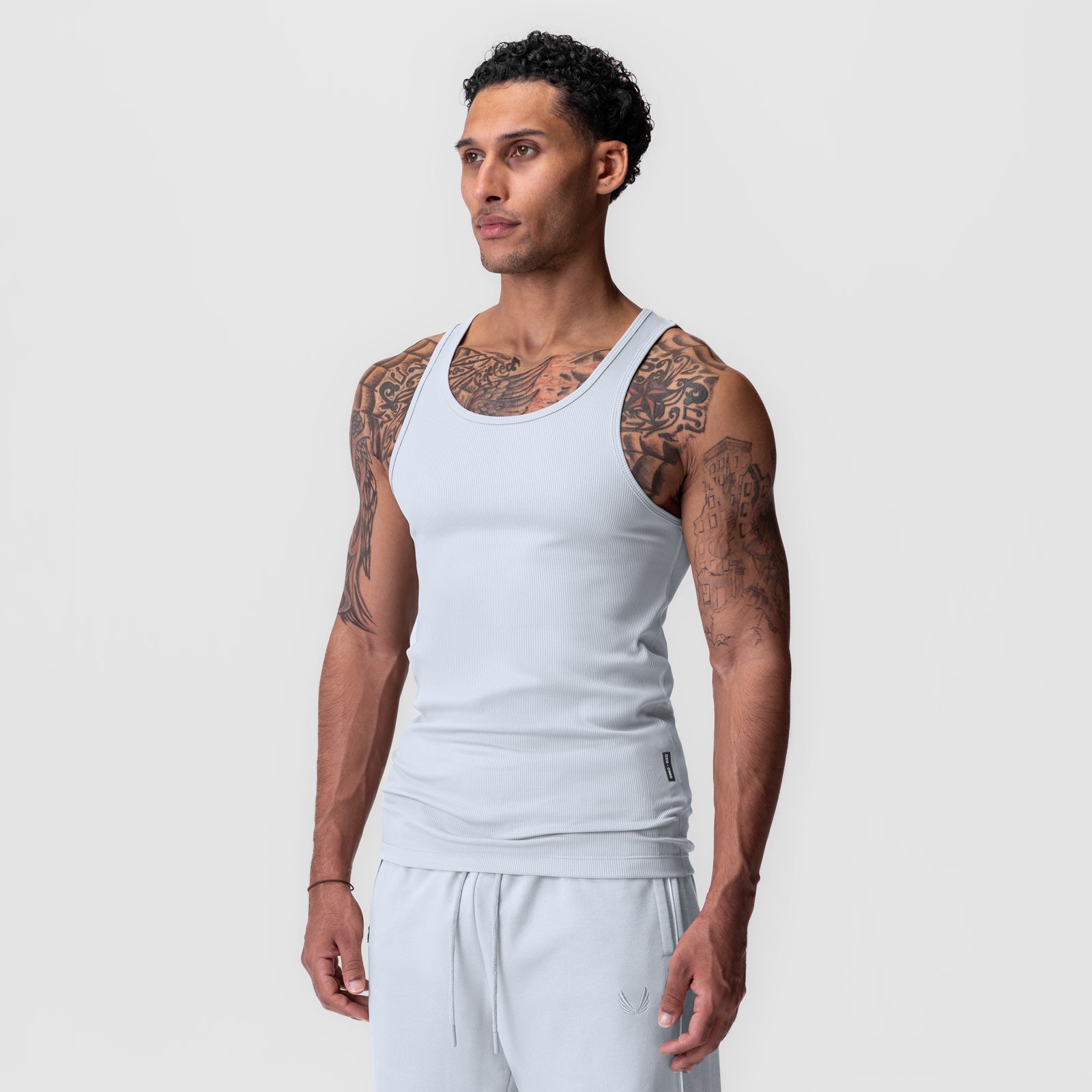 0986. Creora® Tech Ribbed Tank Ice Blue | ASRV sale