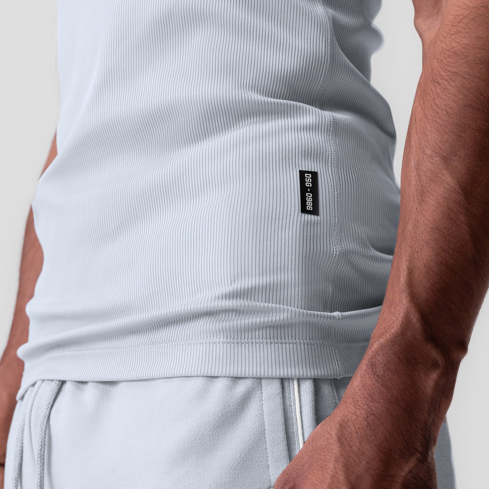 0986. Creora® Tech Ribbed Tank Ice Blue | ASRV sale