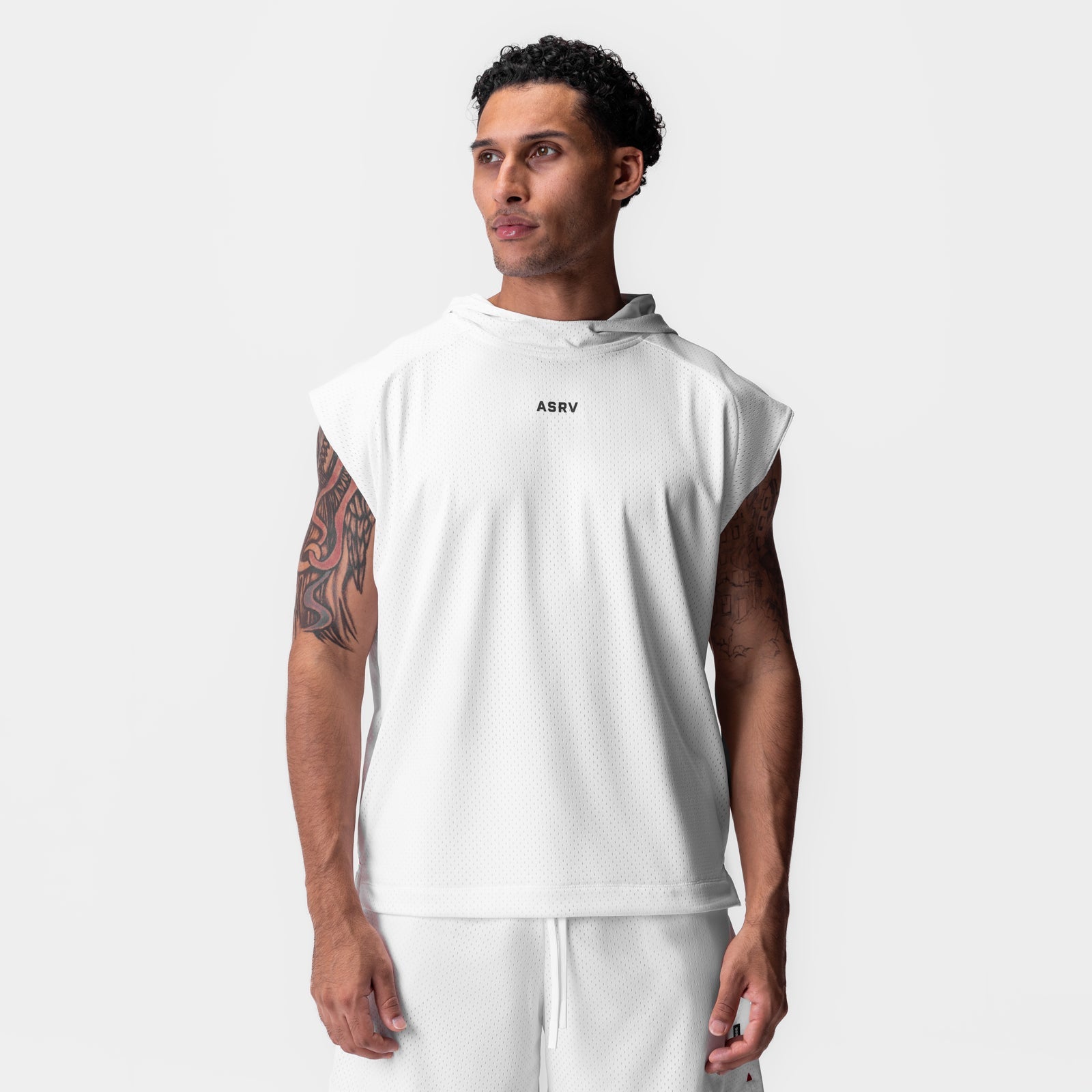 0983. Reversible 2-in-1 Cutoff Hoodie White | ASRV Discount