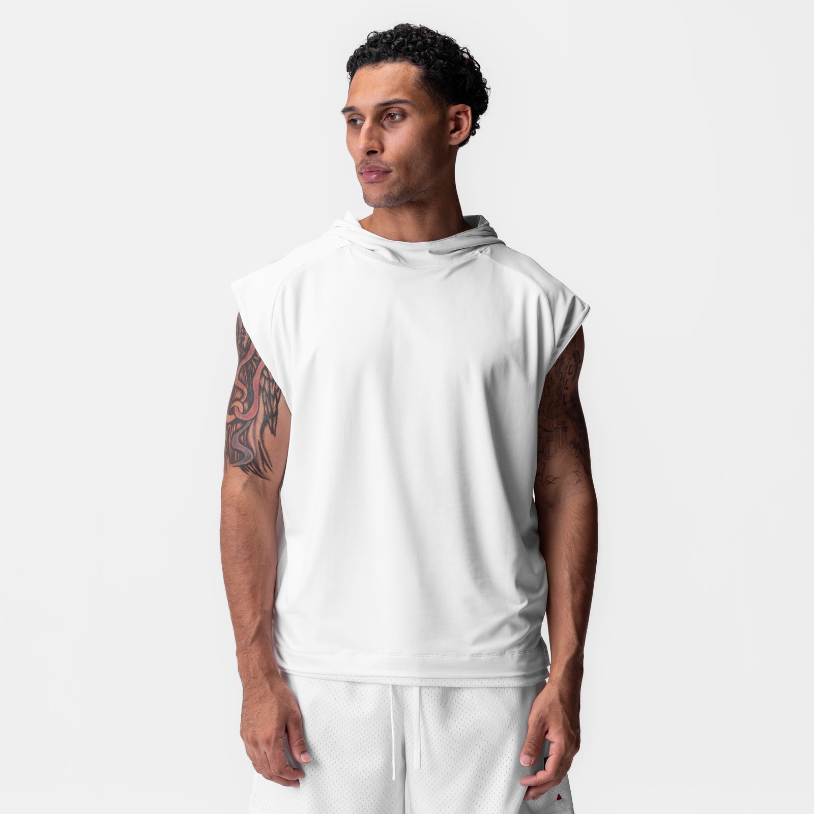 0983. Reversible 2-in-1 Cutoff Hoodie White | ASRV Discount