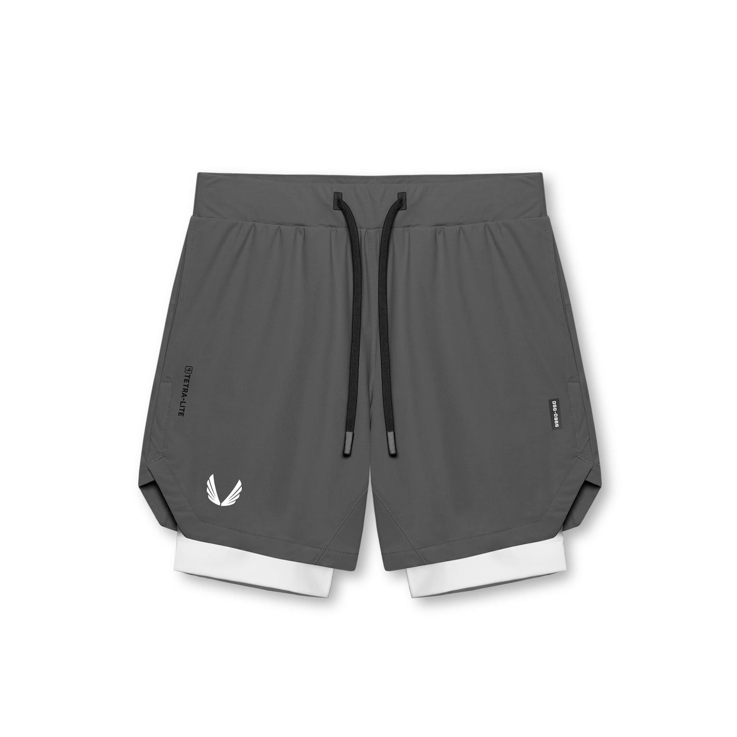 0866. Tetra-Lite® 7" Liner Short Space Grey / White / White "Wings" | ASRV on sale