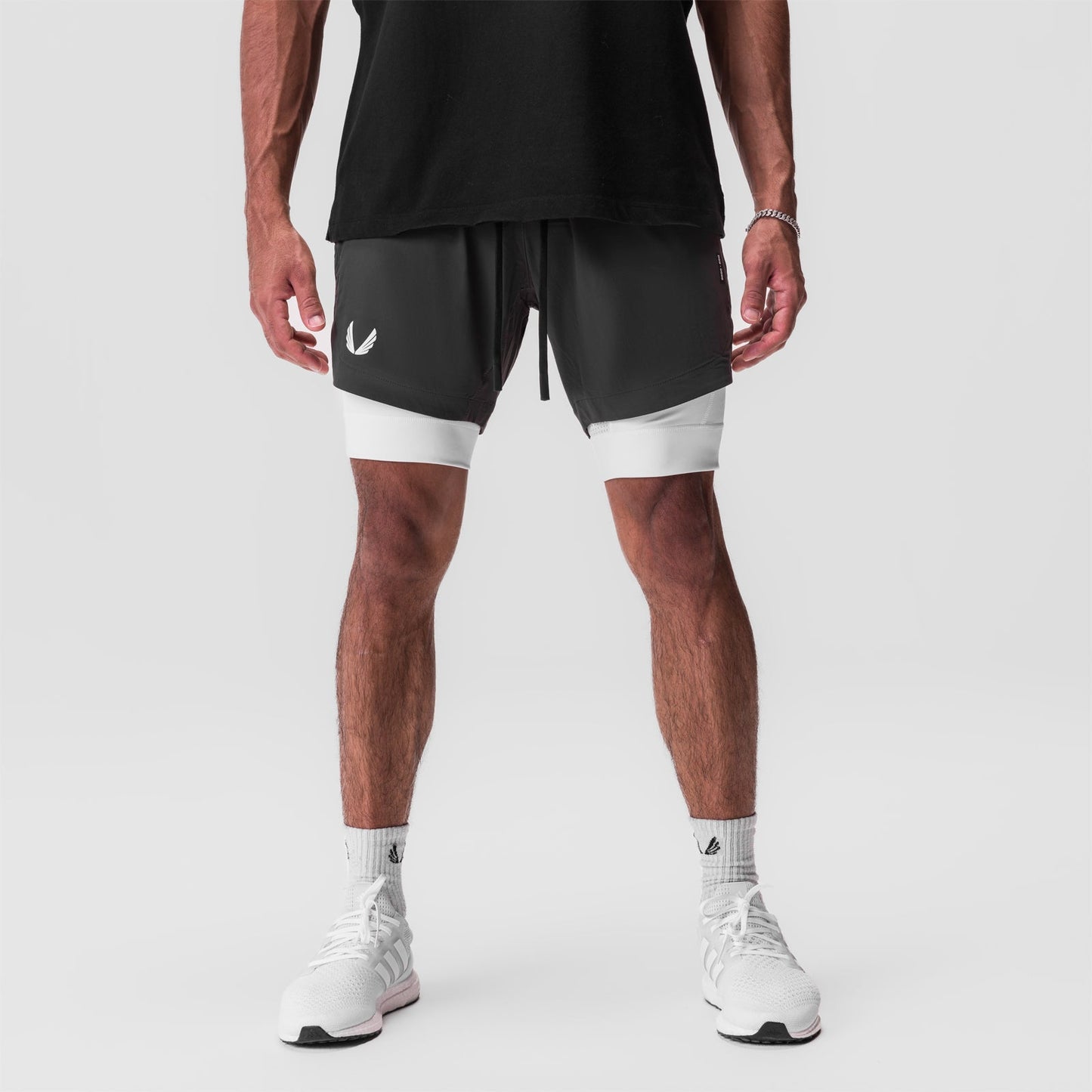 0866. Tetra-Lite® 7" Liner Short Space Grey / White / White "Wings" | ASRV on sale