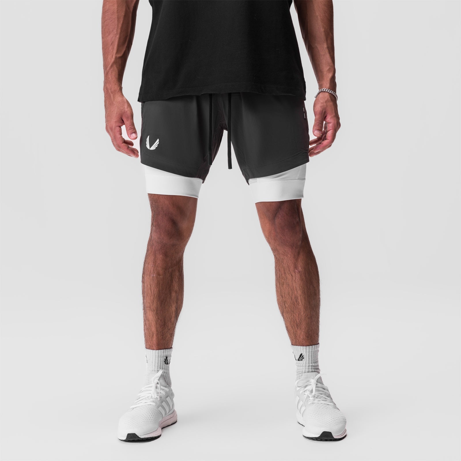 0866. Tetra-Lite® 7" Liner Short Space Grey / White / White "Wings" | ASRV on sale