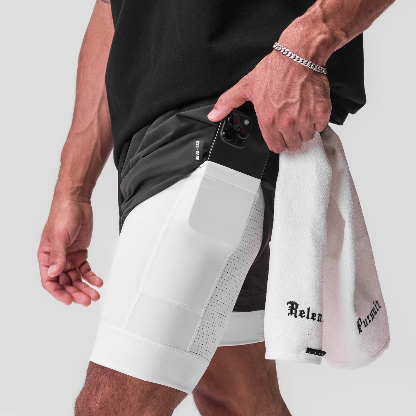 0866. Tetra-Lite® 7" Liner Short Space Grey / White / White "Wings" | ASRV on sale