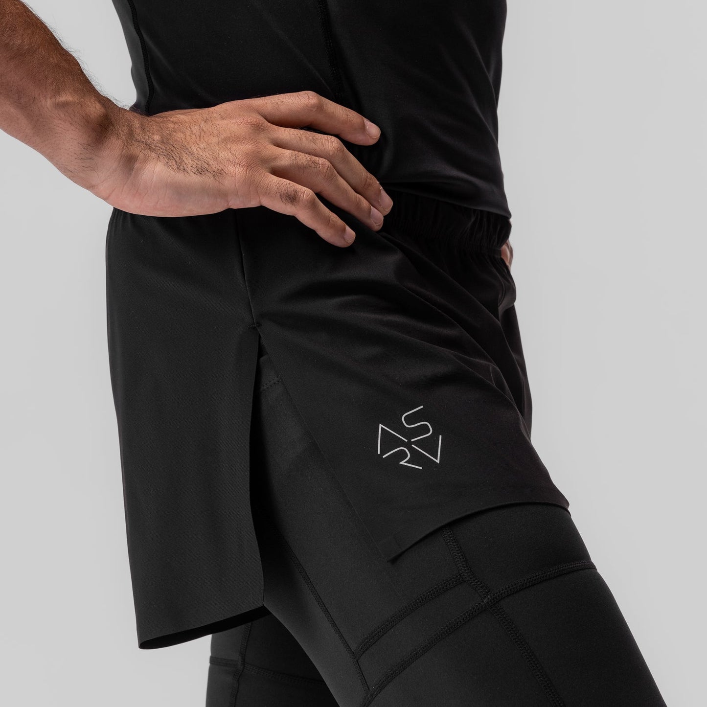 0911. Tetra-Lite® 2-in-1 High Split Legging Short Black "Cyber"/Blac | ASRV Discount