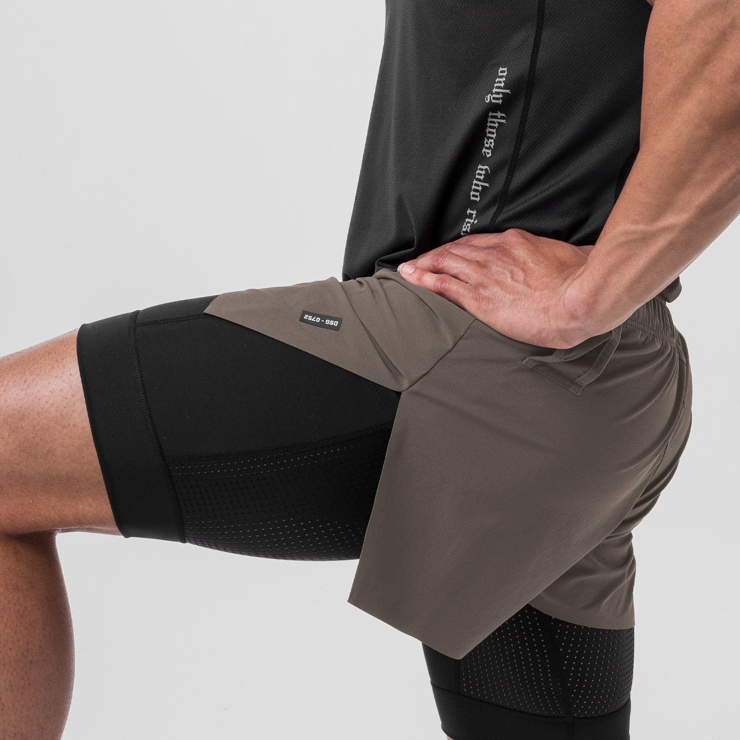 0752. Ripstop 3" High Split Liner Short Deep Taupe/Black | ASRV US