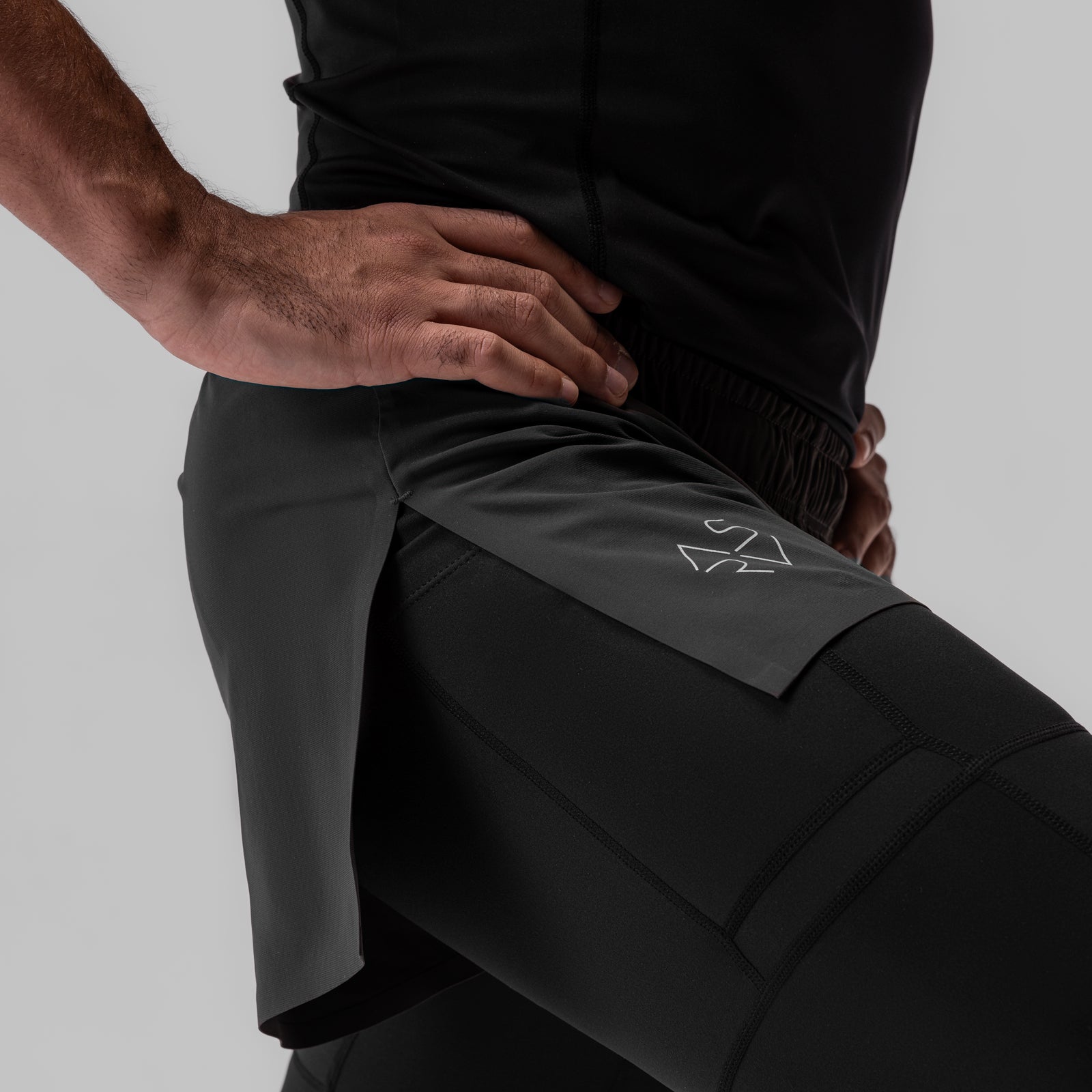 0911. Tetra-Lite® 2-in-1 High Split Legging Short Space Grey "Cyber" | ASRV discount