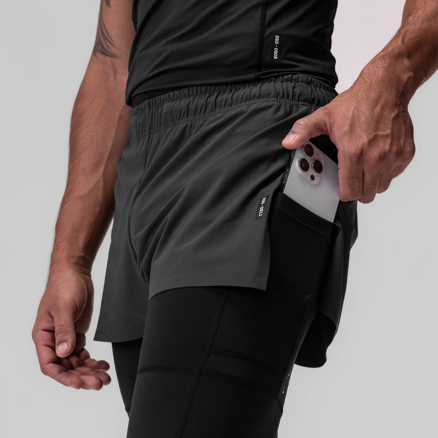 0911. Tetra-Lite® 2-in-1 High Split Legging Short Space Grey "Cyber" | ASRV discount
