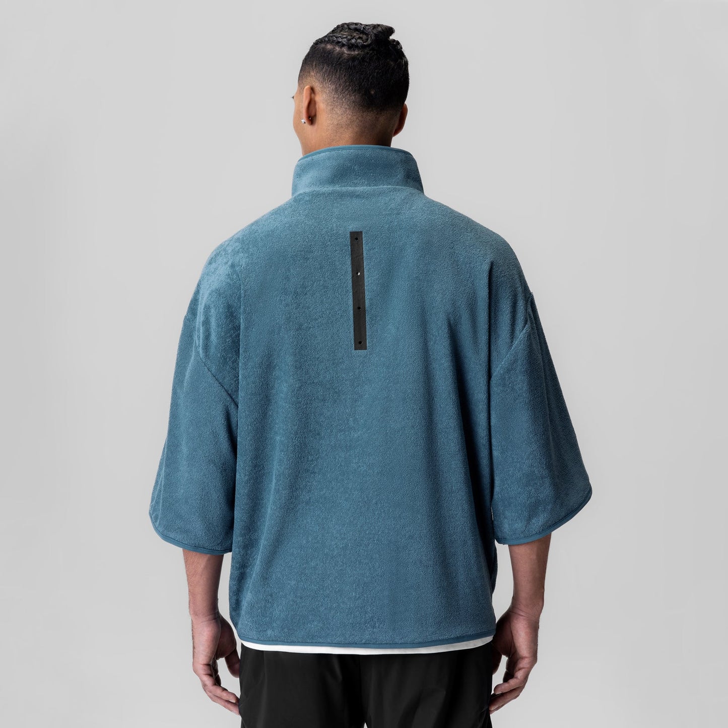 1057. Towel Terry Quarter Zip Oversized Tee Storm | ASRV sale