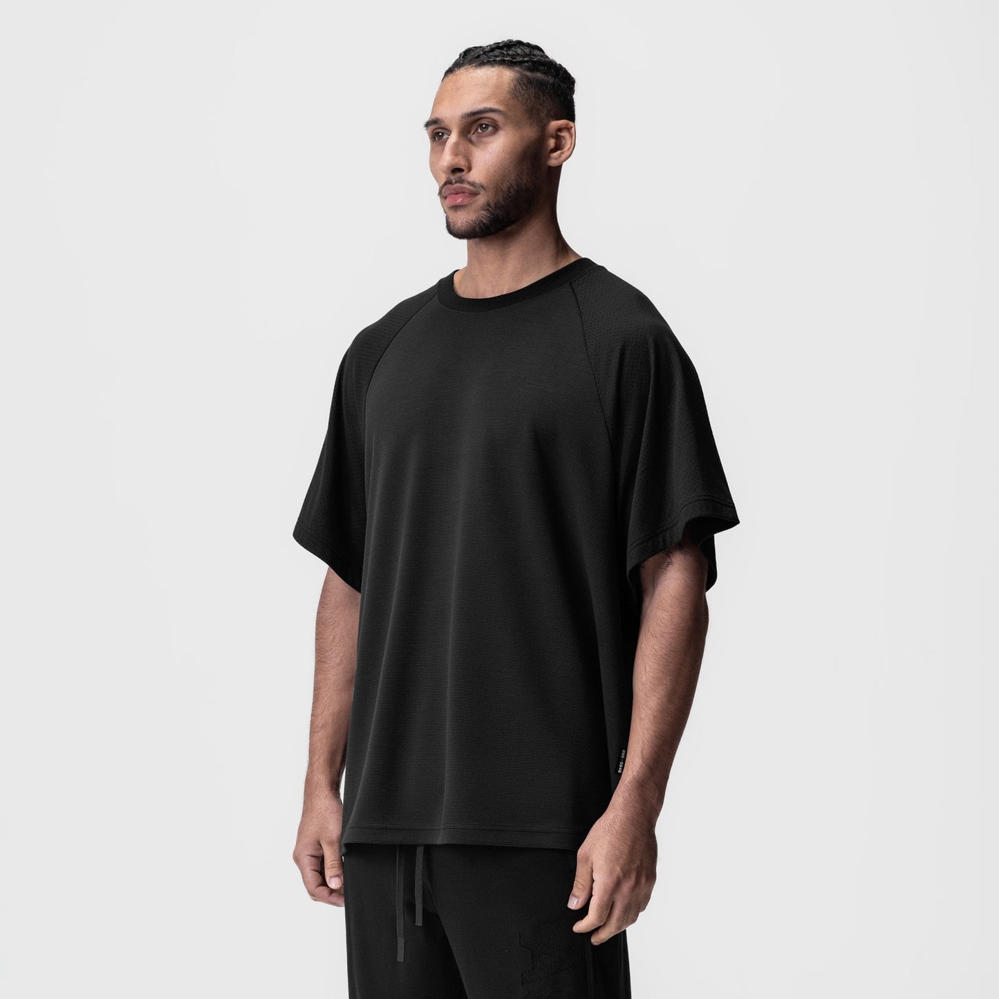 0946. Waffle Knit Oversized Tee Black/Black | ASRV Discount