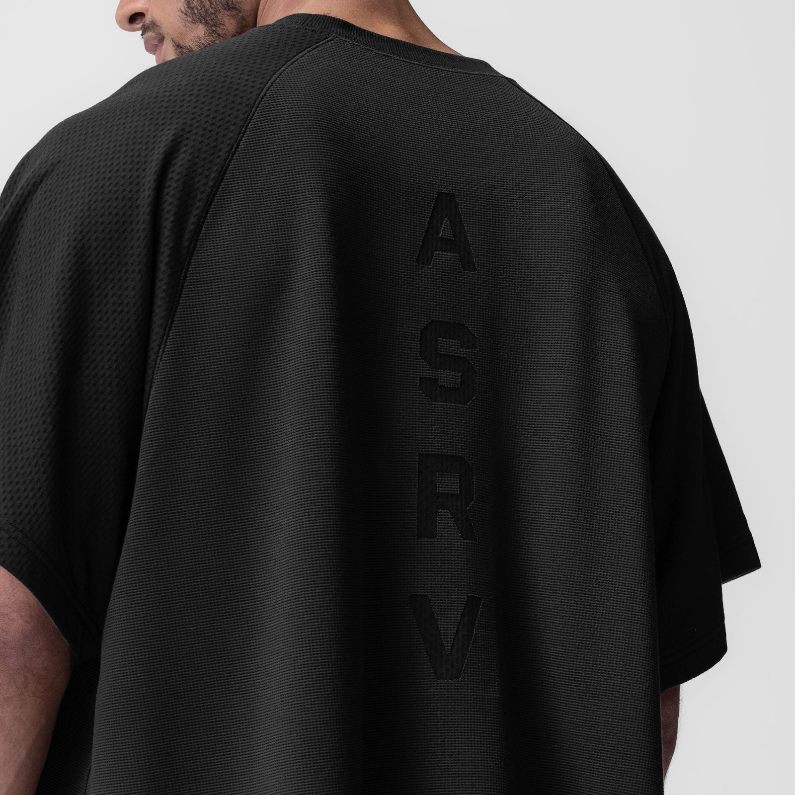0946. Waffle Knit Oversized Tee Black/Black | ASRV Discount