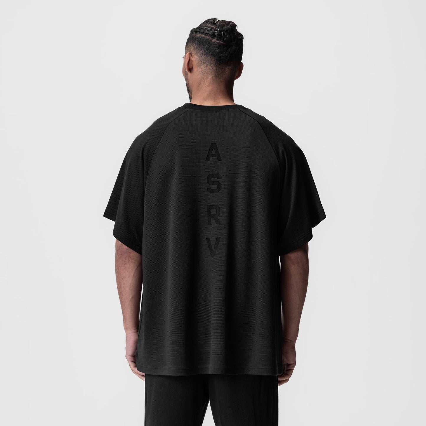 0946. Waffle Knit Oversized Tee Black/Black | ASRV Discount