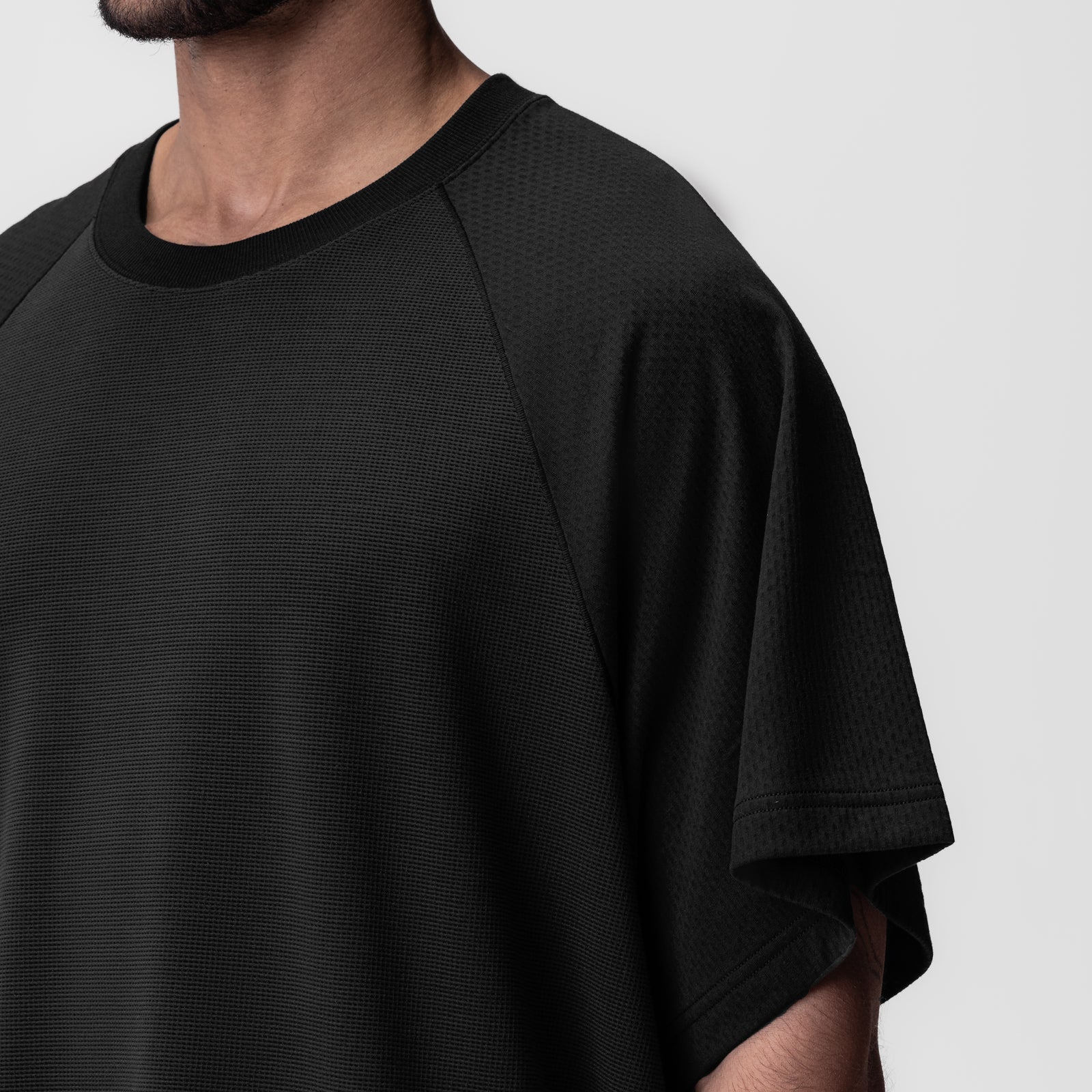 0946. Waffle Knit Oversized Tee Black/Black | ASRV Discount