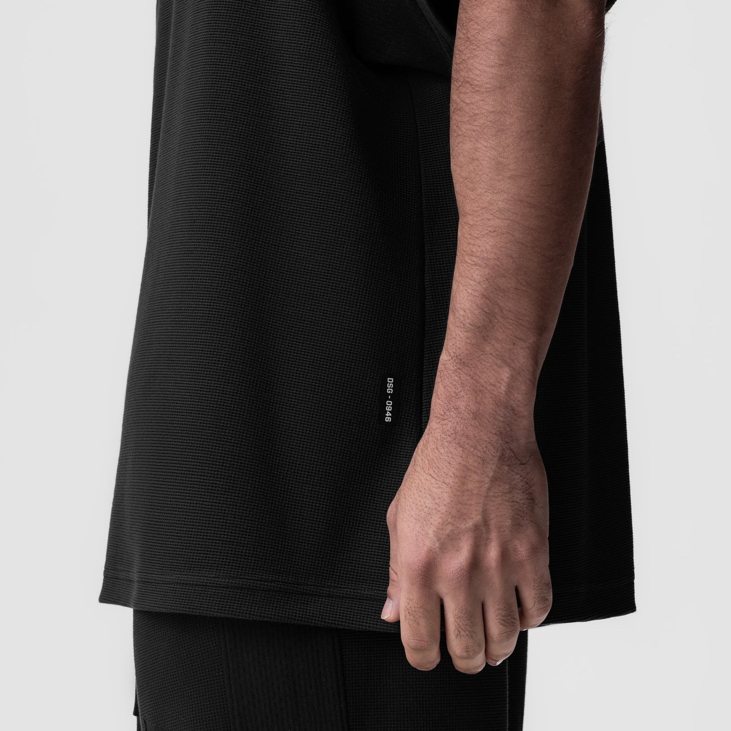 0946. Waffle Knit Oversized Tee Black/Black | ASRV Discount