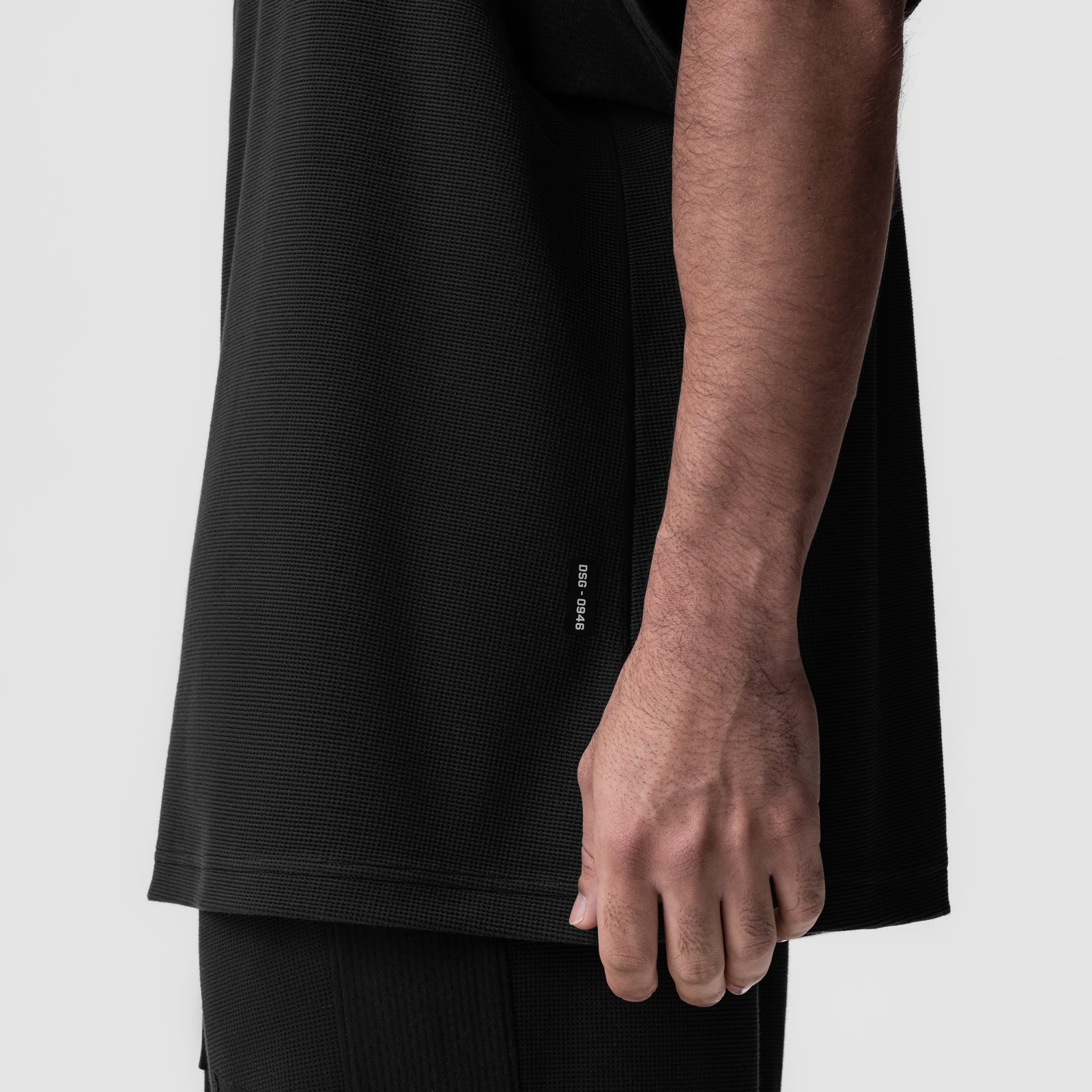 0946. Waffle Knit Oversized Tee Black/Black | ASRV Discount