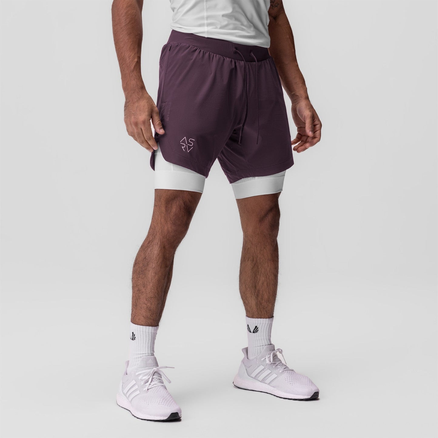 0866. Tetra-Lite® 7" Liner Short Deep Purple "Cyber"/White | ASRV sale