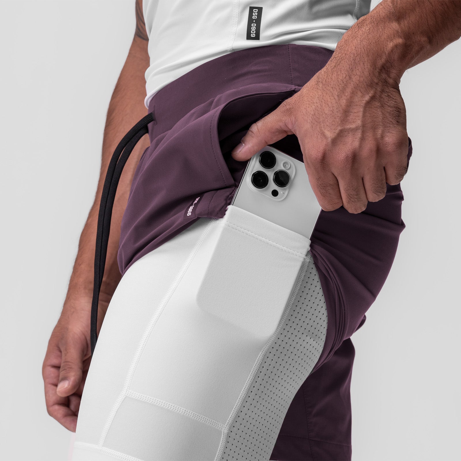 0866. Tetra-Lite® 7" Liner Short Deep Purple "Cyber"/White | ASRV sale