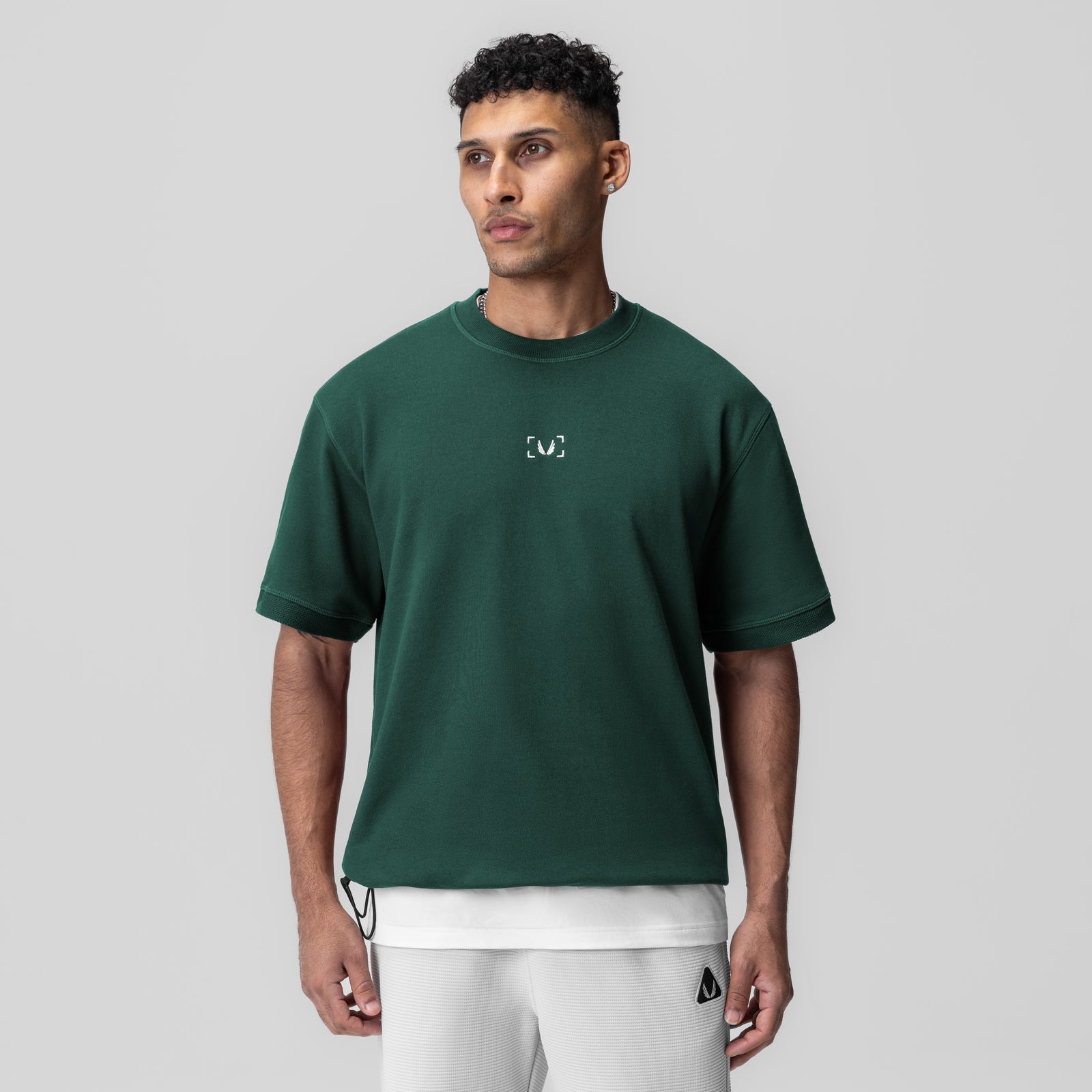 1026. Herringbone Terry Oversized Cinch Tee Forest Green | ASRV Discount