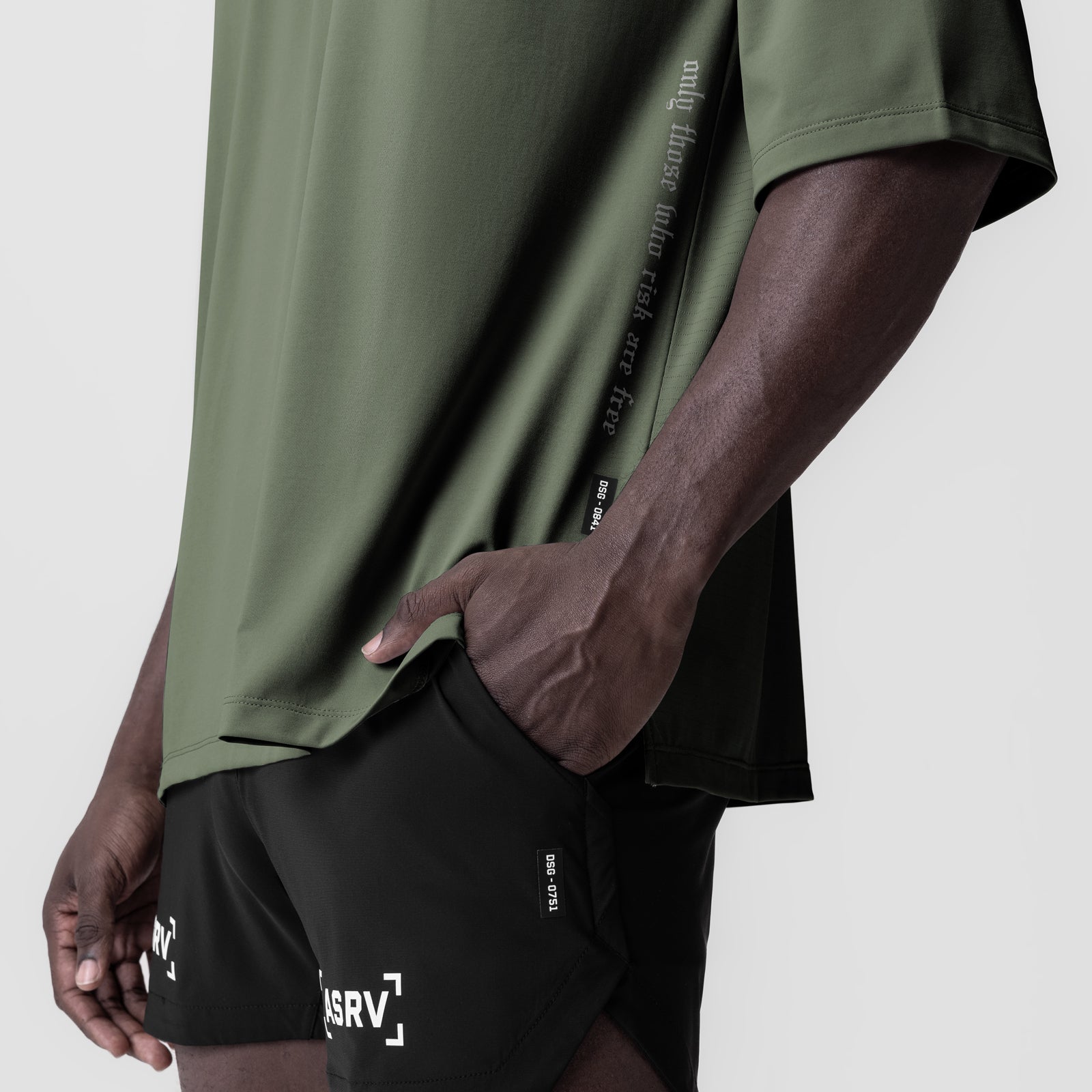 0841. 3D-Lite® 2.0 Lycra® 3/4-Sleeve Oversized Tee Olive "OTWR" | ASRV Online