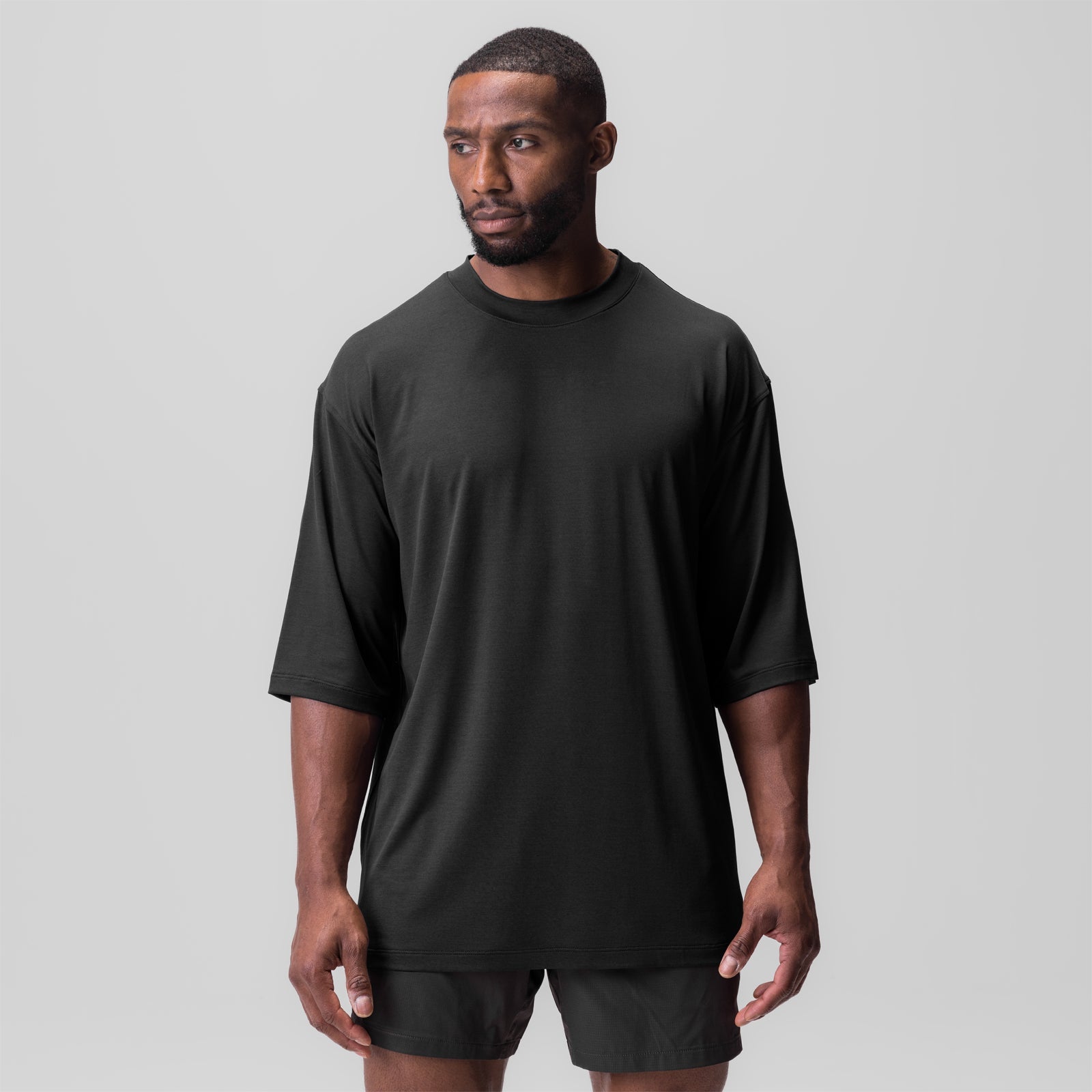 0841. 3D-Lite® 2.0 3/4-Sleeve Oversized Tee Black "OTWR" | ASRV US