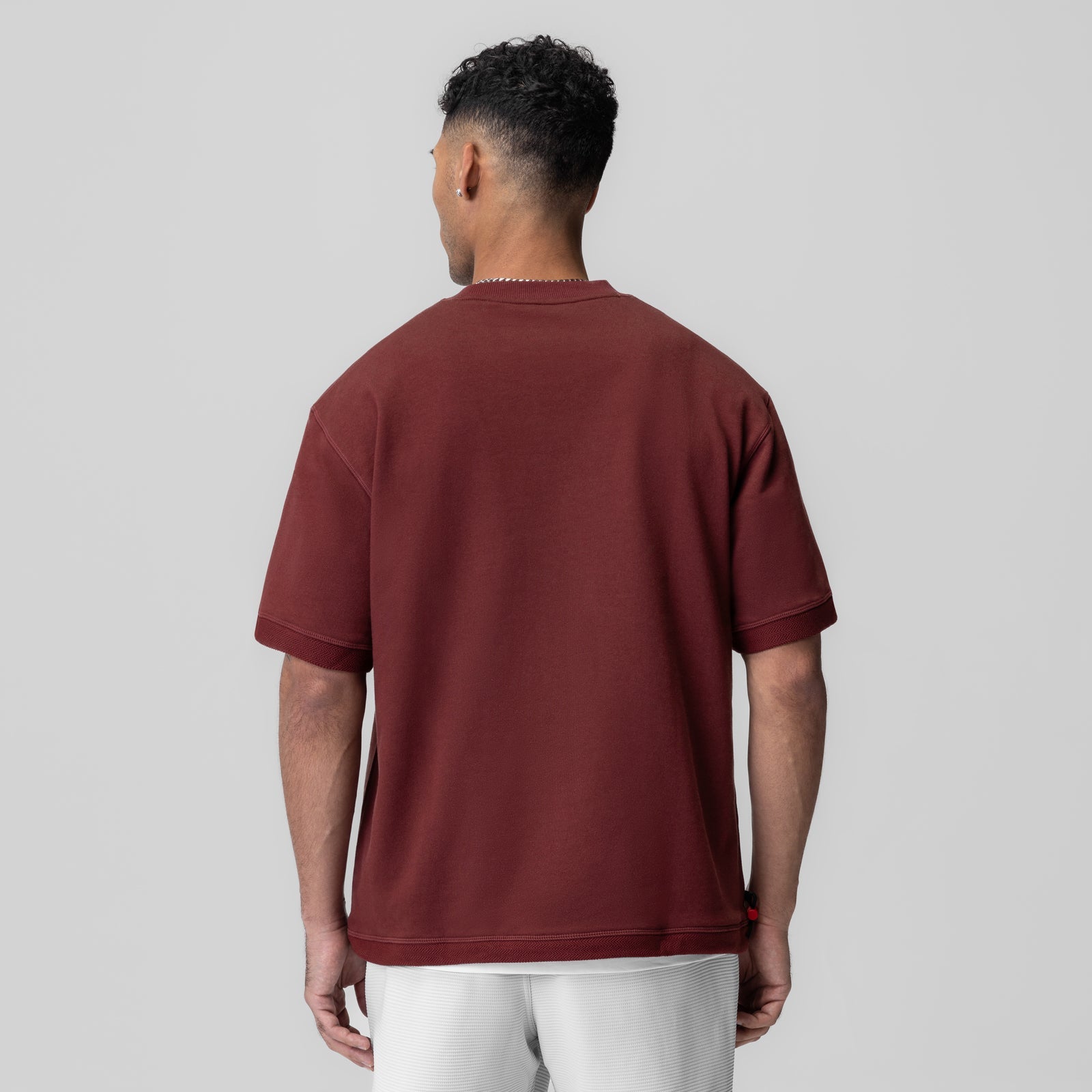 1026. Herringbone Terry Oversized Cinch Tee Crimson | ASRV discount
