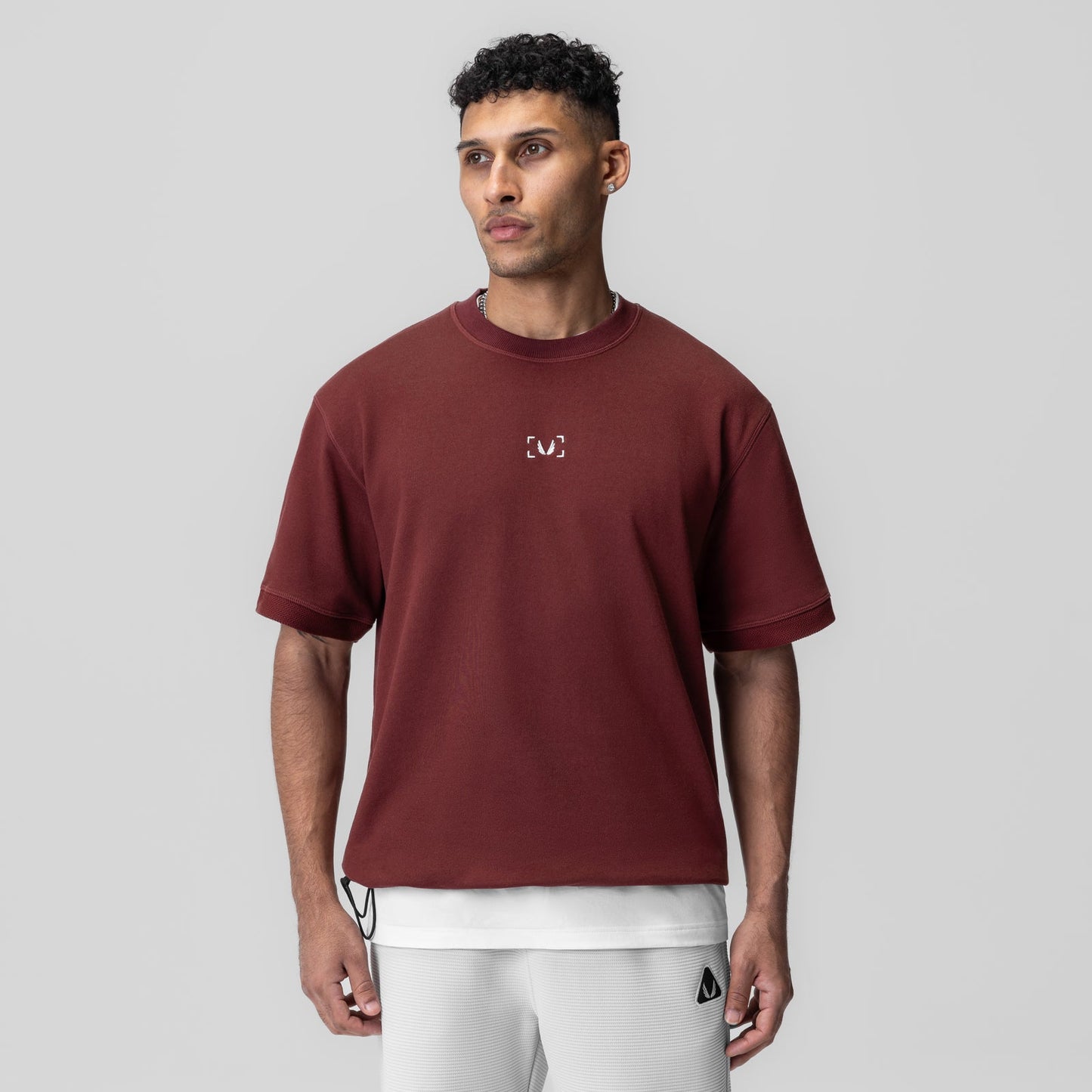 1026. Herringbone Terry Oversized Cinch Tee Crimson | ASRV discount
