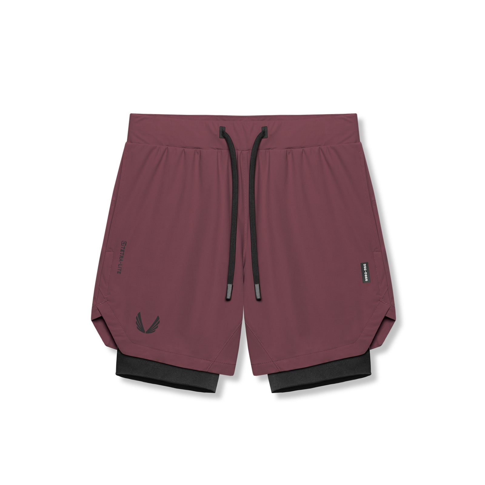 0866. Tetra-Lite® 7" Liner Short Plum "Wings"/Black | ASRV for sale