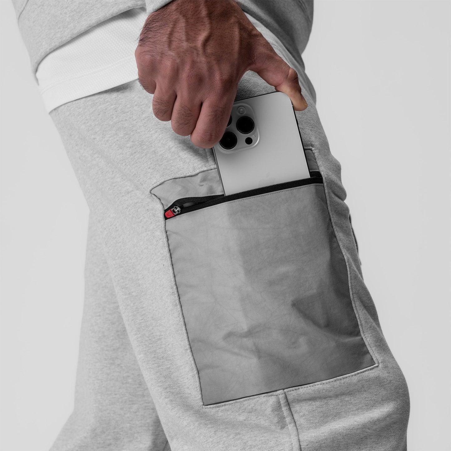 0914. Tech-Terry™ Paneled Cinch Cargo Jogger Heather Grey/Wave-Dye | ASRV on sale