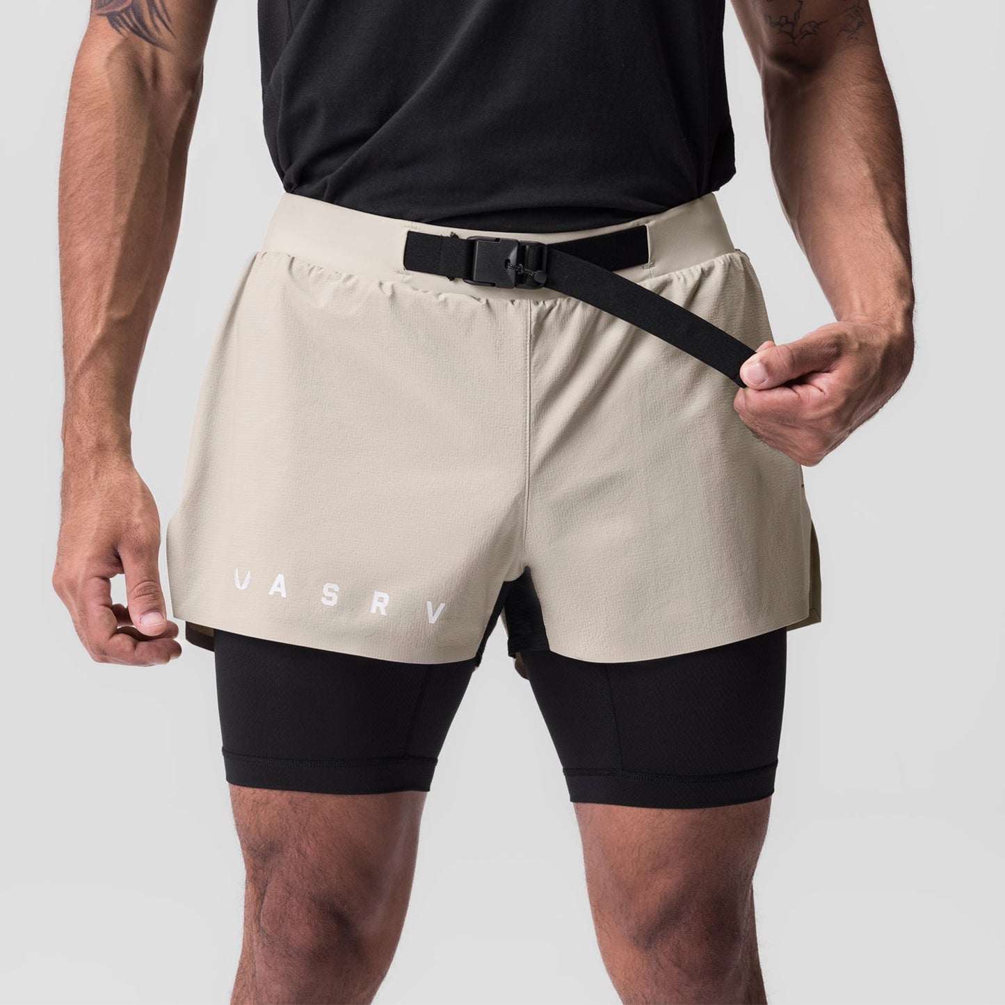 0786. Ripstop 3" Belt Pack Short Beige/Black | ASRV for sale