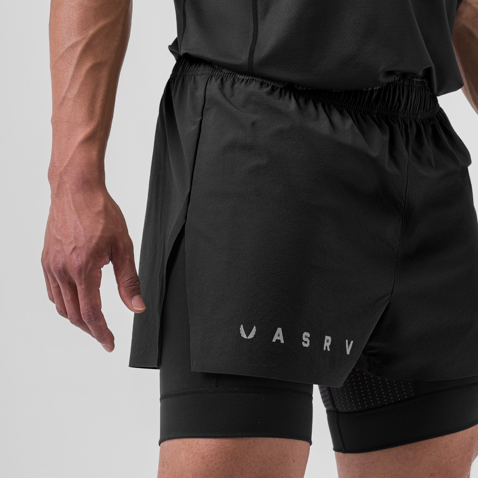 0752. Ripstop 3" High Split Liner Short Black/Black | ASRV discount