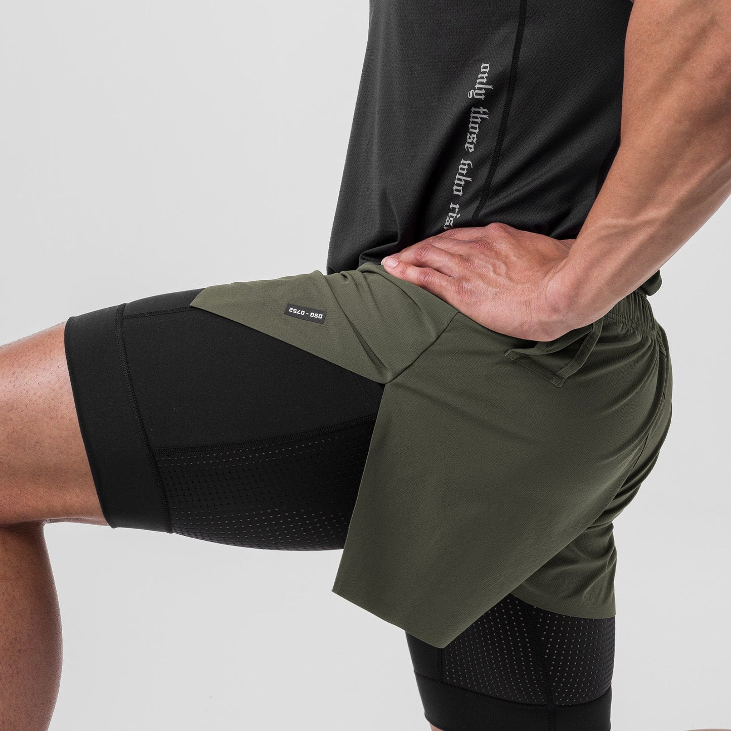 0752. Ripstop 3" High Split Liner Short Olive/Black | ASRV Online