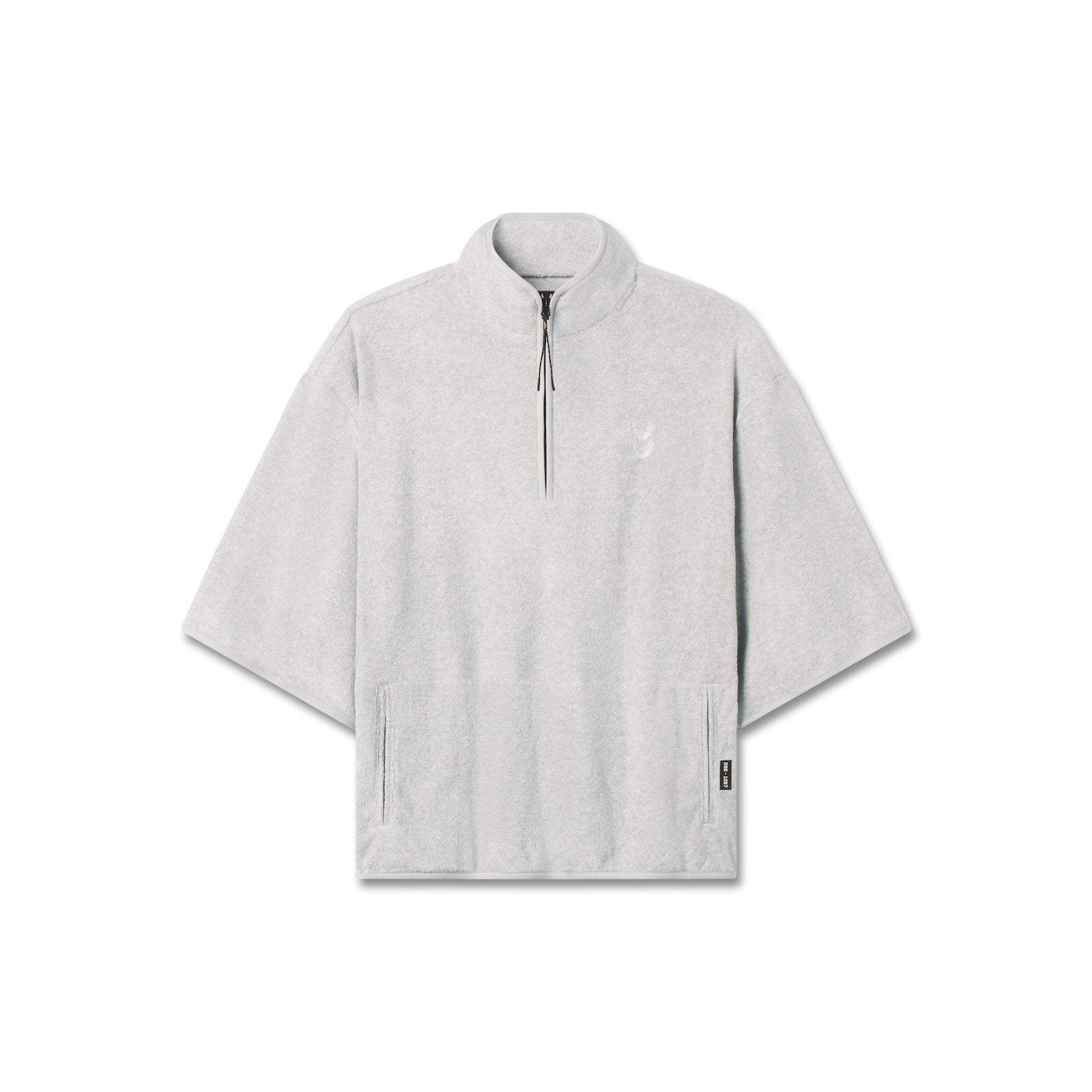 1057. Towel Terry Quarter Zip Oversized Tee Heather Grey | ASRV US