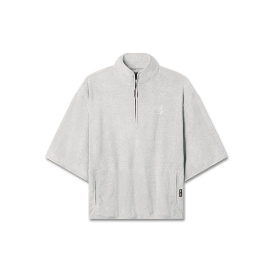 1057. Towel Terry Quarter Zip Oversized Tee Heather Grey | ASRV US