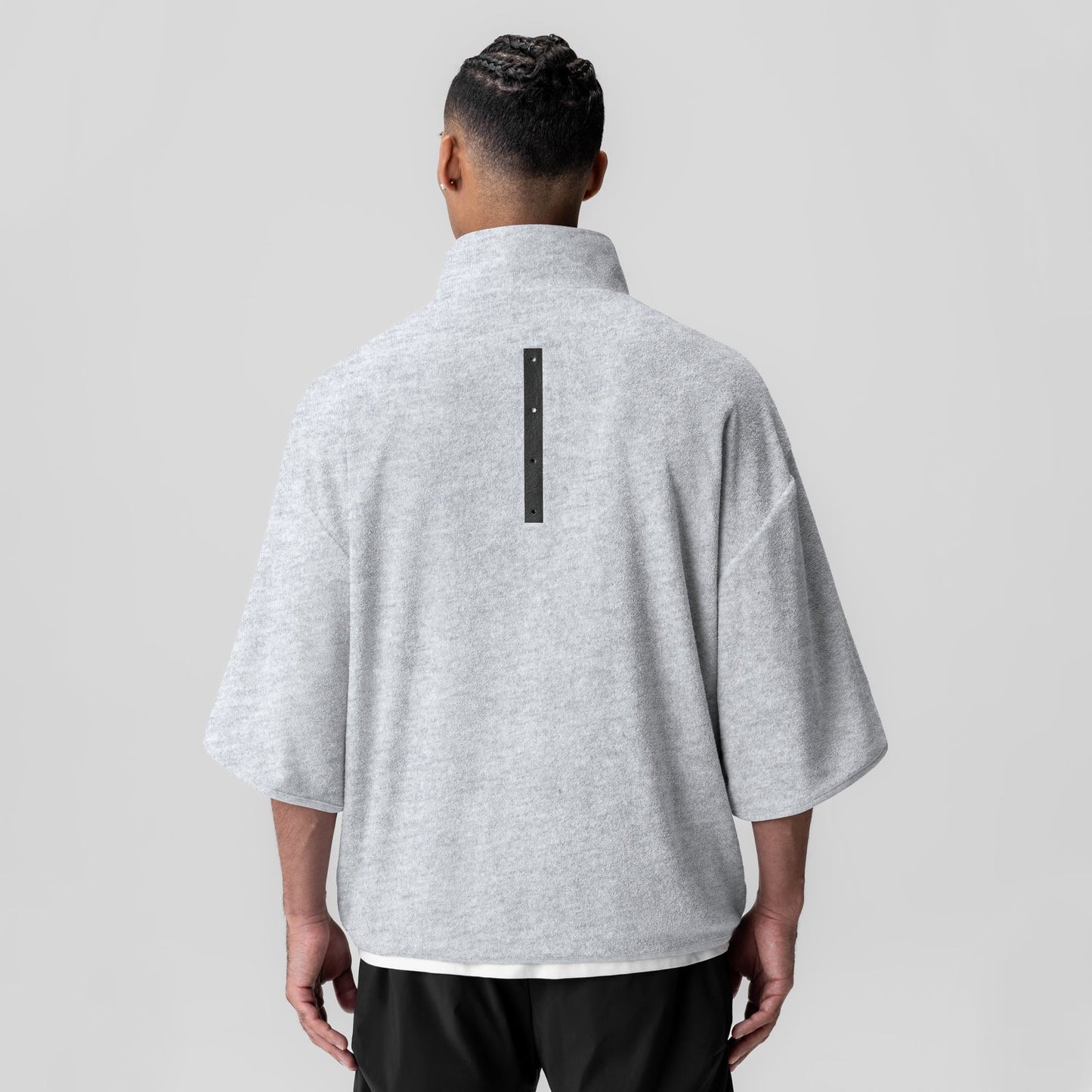 1057. Towel Terry Quarter Zip Oversized Tee Heather Grey | ASRV US