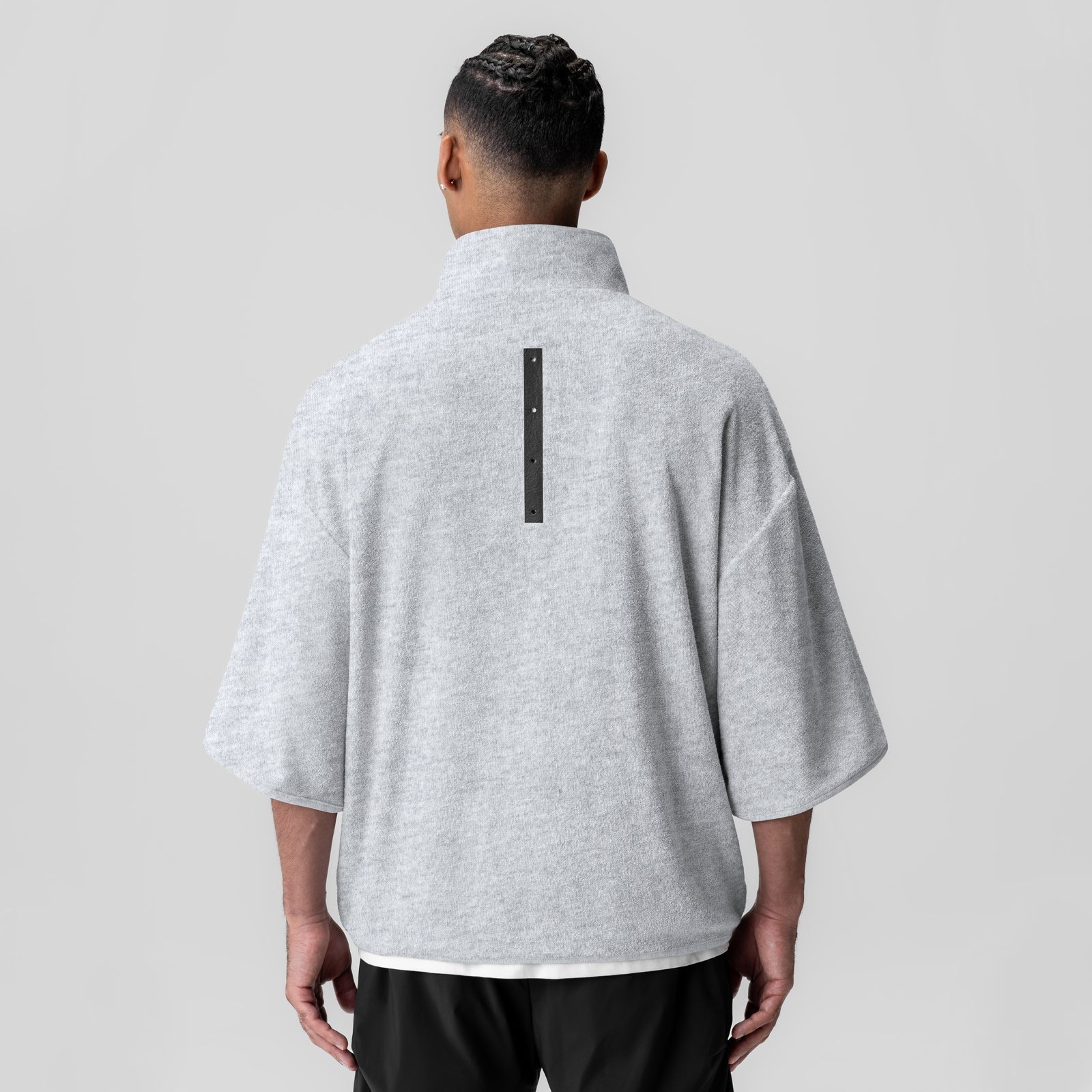1057. Towel Terry Quarter Zip Oversized Tee Heather Grey | ASRV US