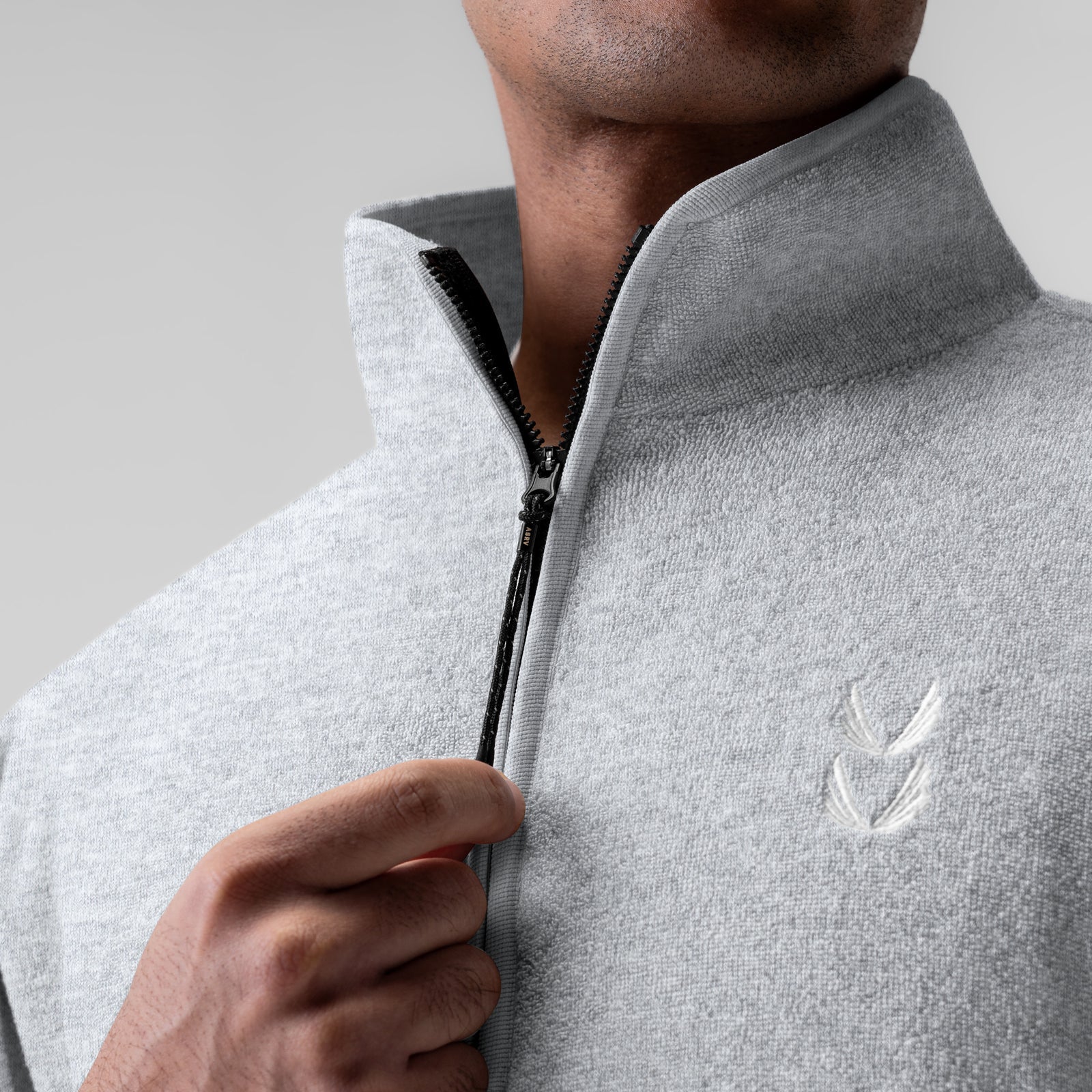 1057. Towel Terry Quarter Zip Oversized Tee Heather Grey | ASRV US