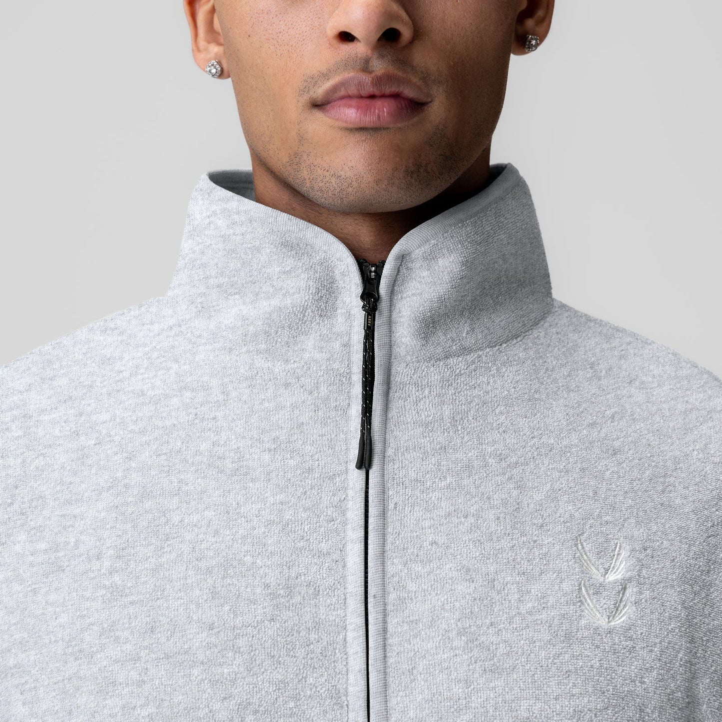 1057. Towel Terry Quarter Zip Oversized Tee Heather Grey | ASRV US
