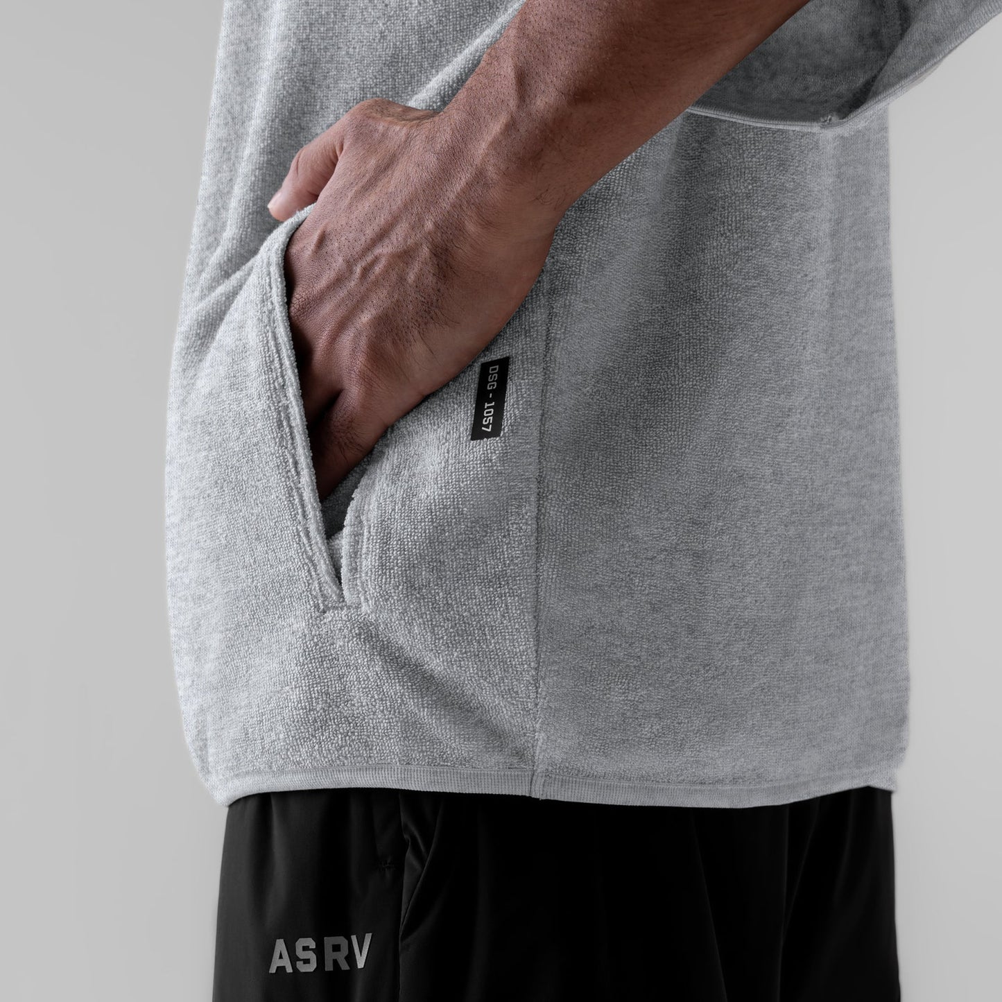 1057. Towel Terry Quarter Zip Oversized Tee Heather Grey | ASRV US