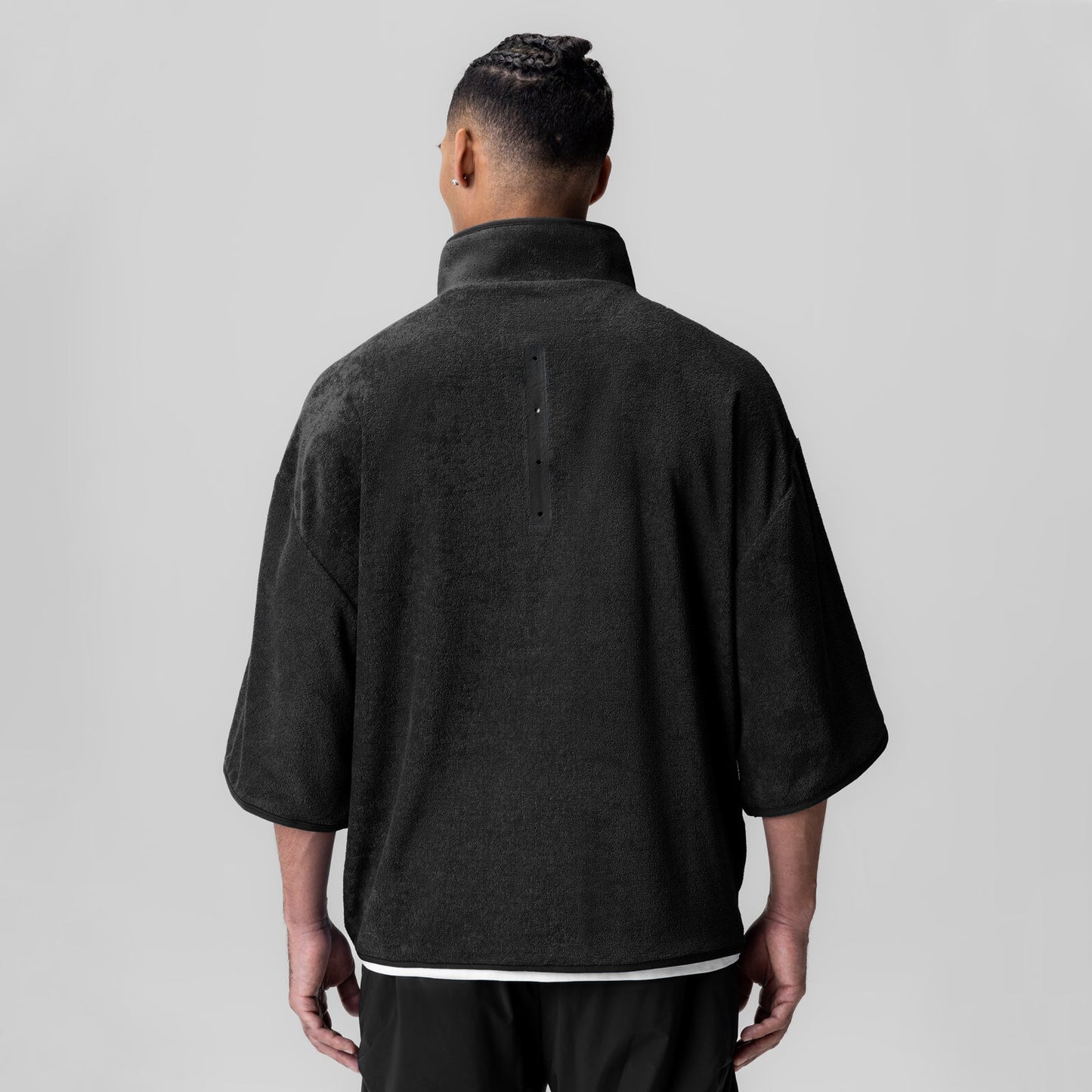 1057. Towel Terry Quarter Zip Oversized Tee Black | ASRV on sale